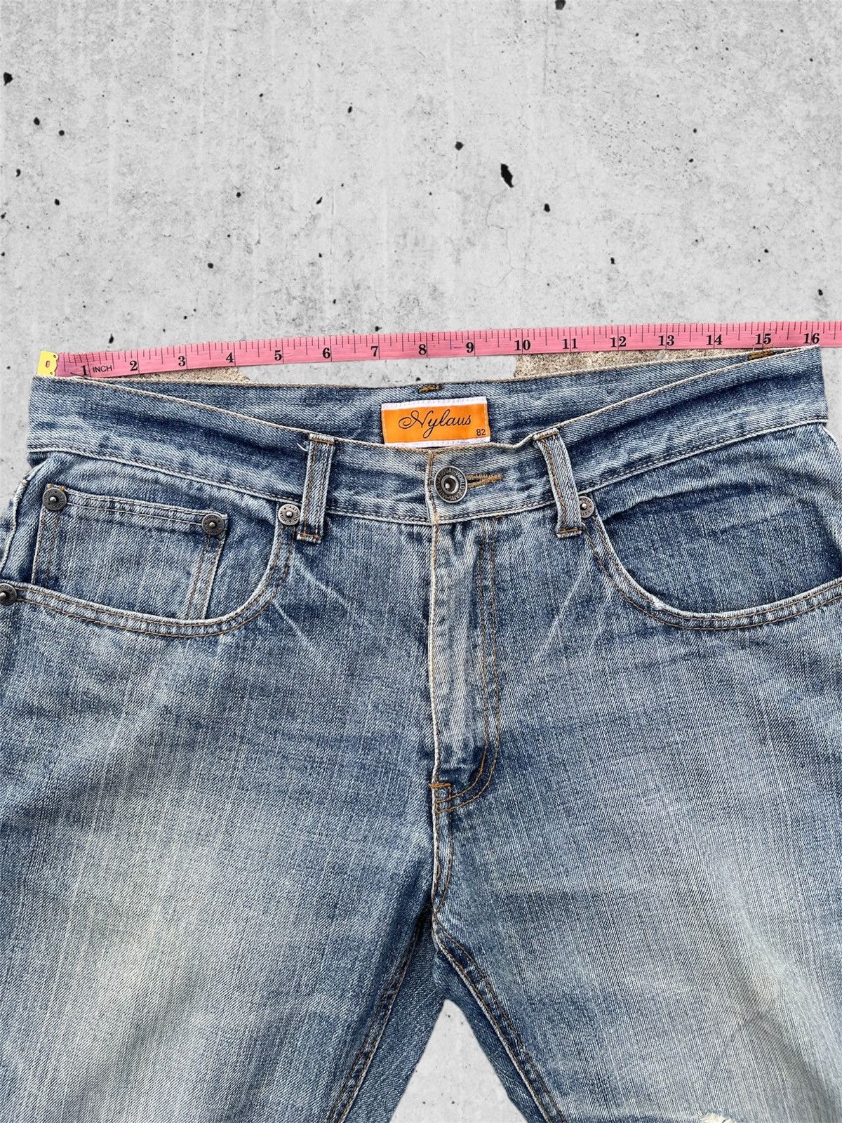 Japanese Brand 🔥 Nylaus Distressed Denim Streetwear W32🔥 Size US 32 / EU 48 - 5 Thumbnail