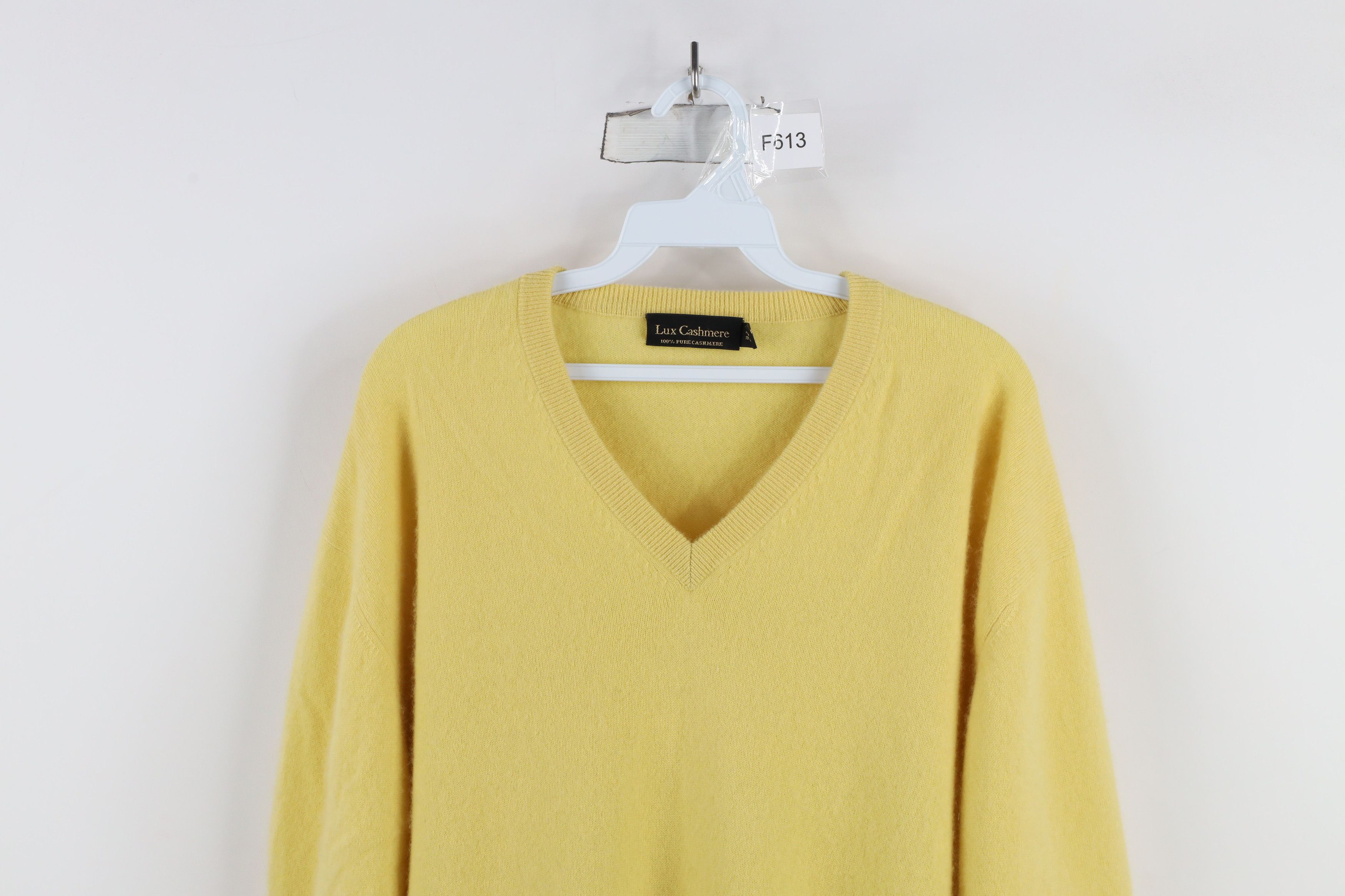 Vintage Vintage 90s Streetwear Cashmere Knit V-Neck Sweater Yellow Size US M / EU 48-50 / 2 - 2 Thumbnail