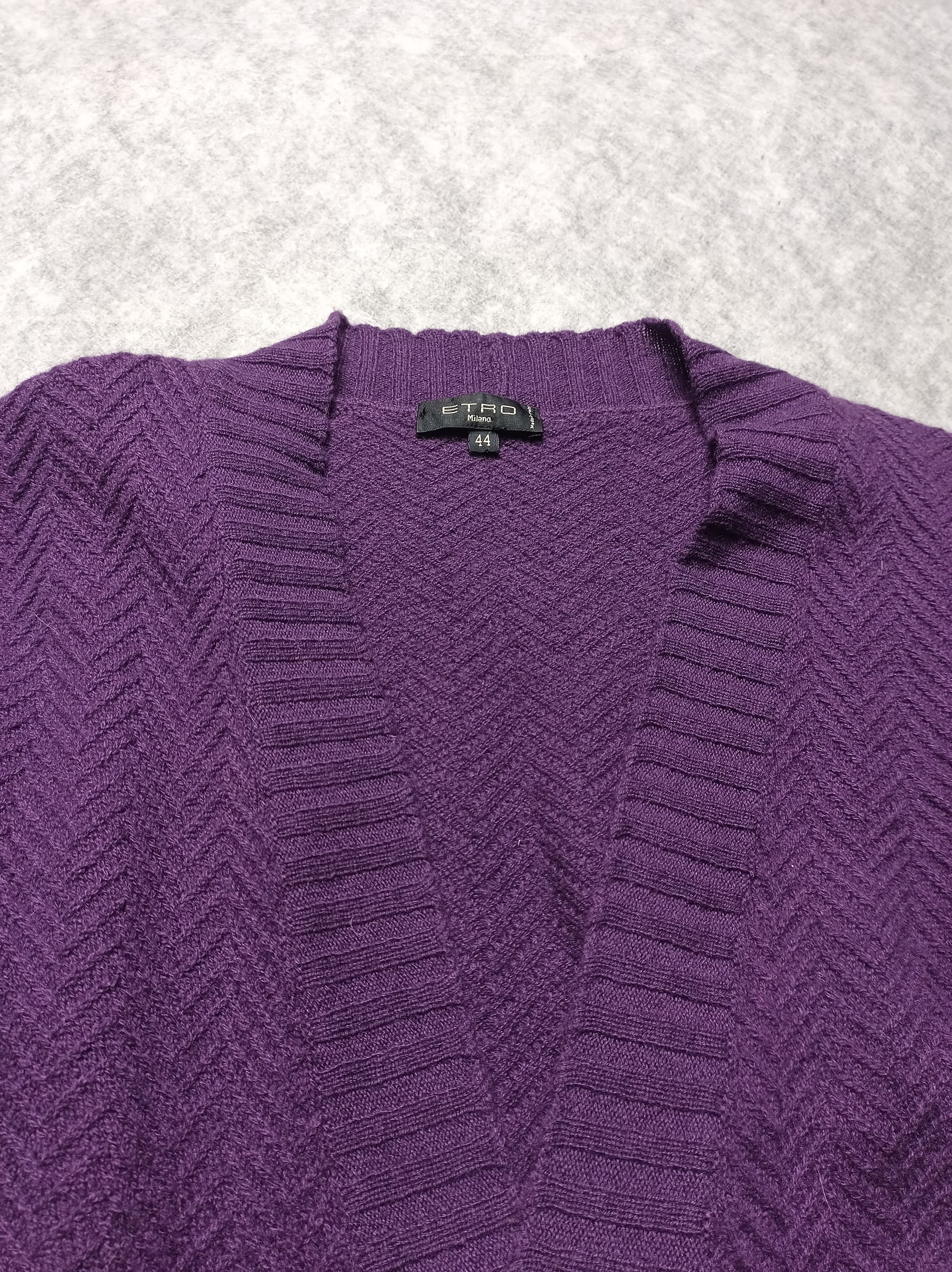 Etro ETRO Cashmere Wool Silk Cable Knit Cardigan Violet IT44 Size M / US 6-8 / IT 42-44 - 8 Thumbnail