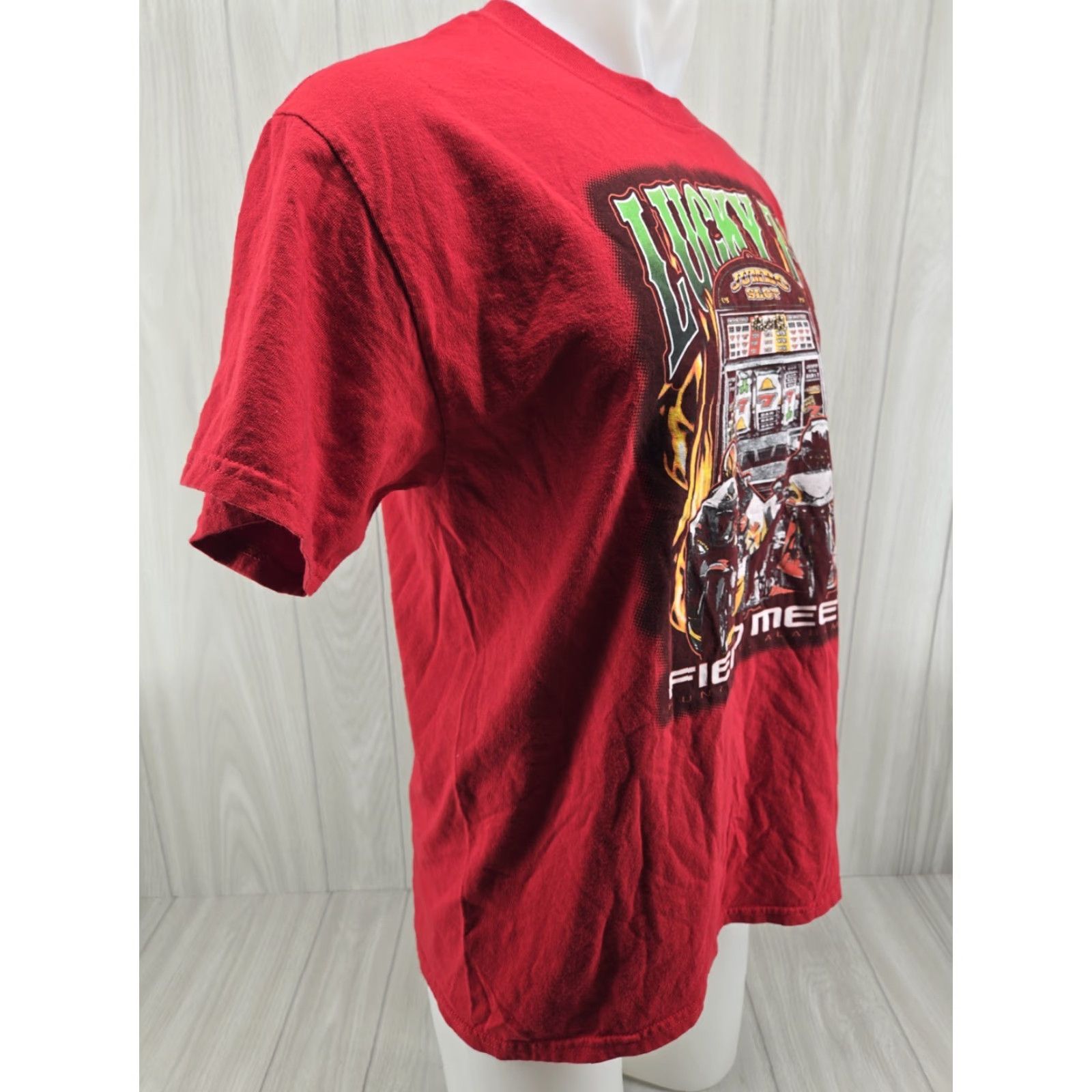 Gildan Lucky 7-11 Alabama Field Meet Huntsville Al T-Shirt Size Large Mens Regular Red Short Sleeve Size US L / EU 52-54 / 3 - 6 Thumbnail