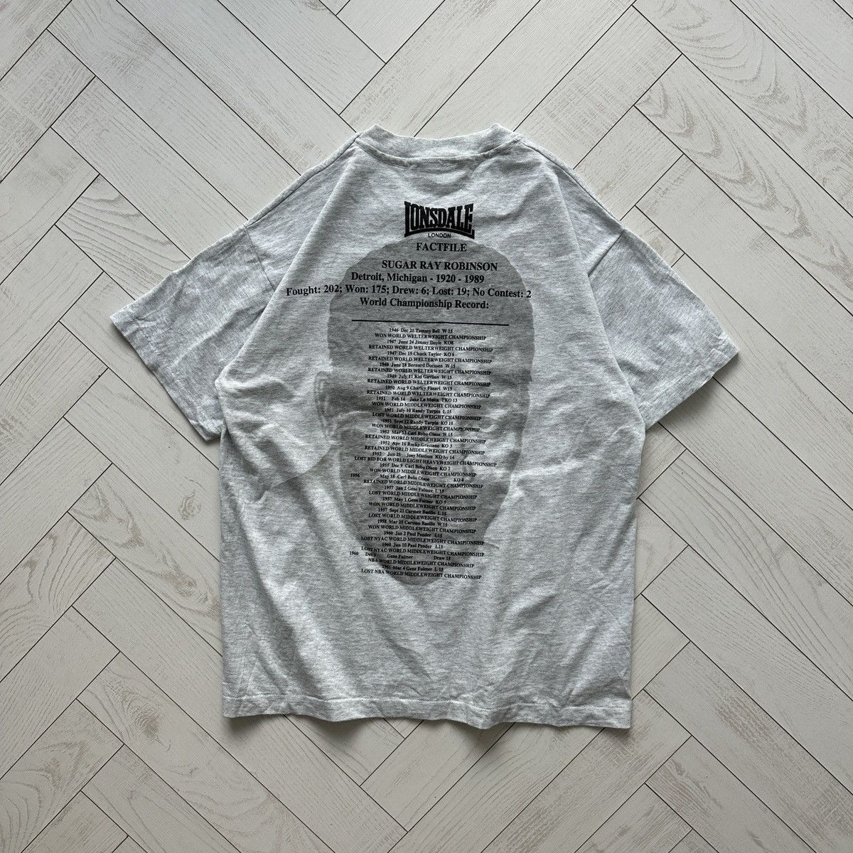 Lonsdale Vintage 90s Lonsdale Sugar Ray Robinson Boxer memorial tee Size US L / EU 52-54 / 3 - 2 Thumbnail