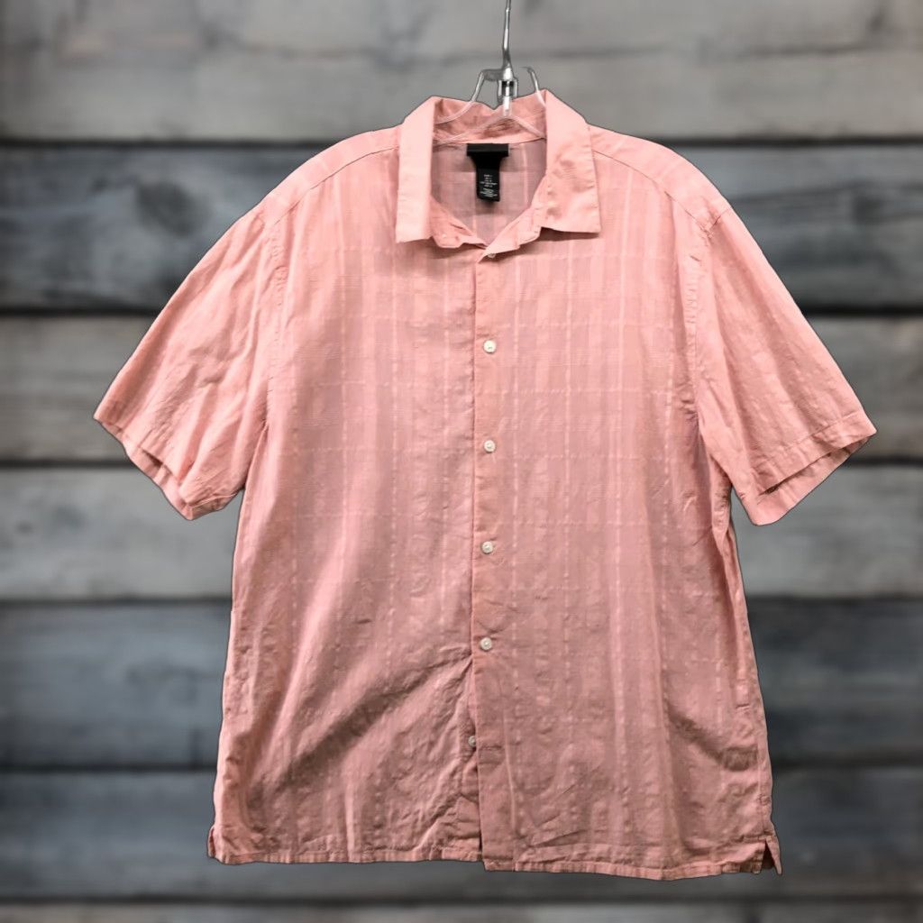 H&M H&M Button-Up Shirt Mens L Pink Cotton Short Sleeve Lightweight Size US L / EU 52-54 / 3 - 1 Thumbnail