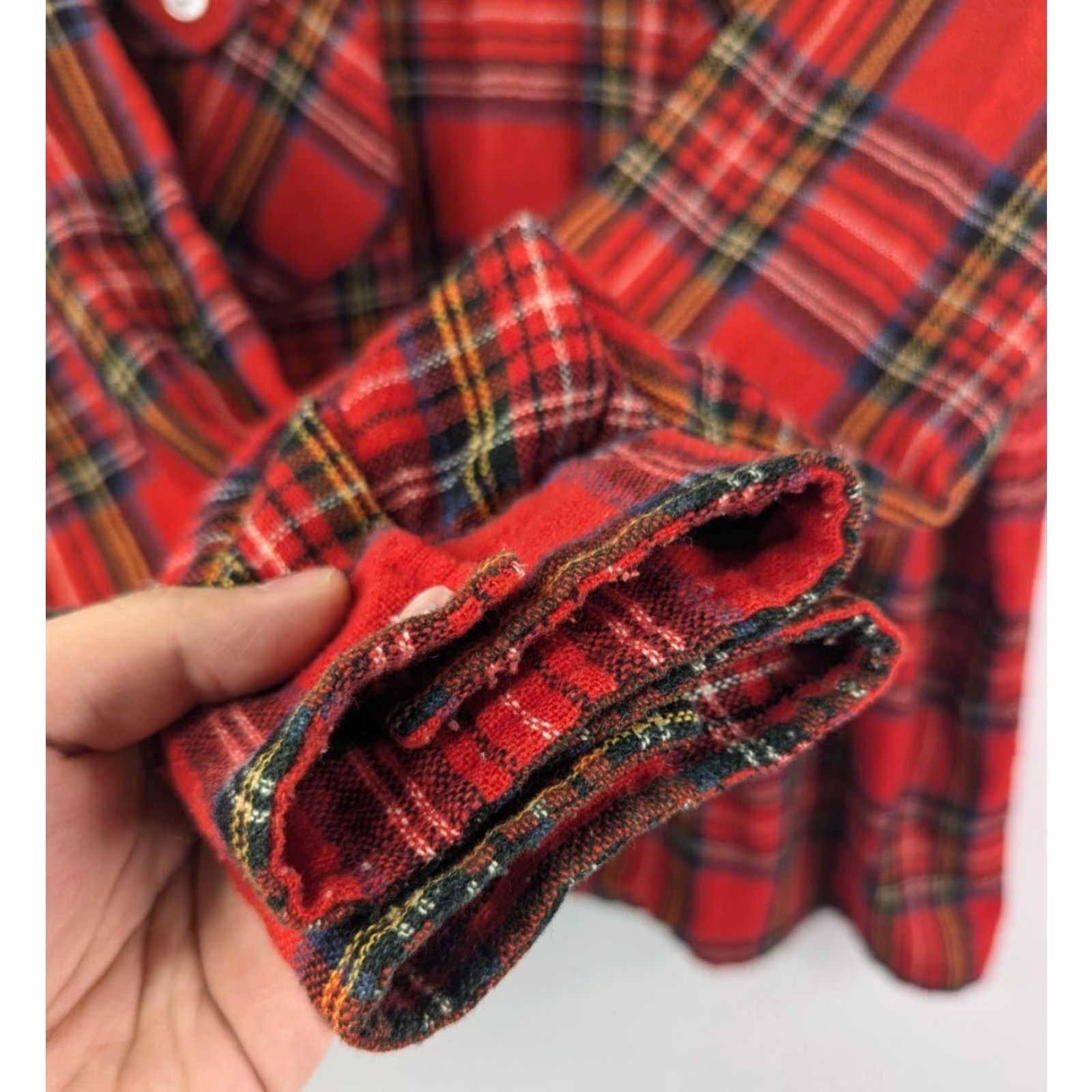 Sears VINTAGE Sears Shirt Mens L Red Plaid Button Wool Flannel 70s 80s Casual Size US L / EU 52-54 / 3 - 3 Thumbnail