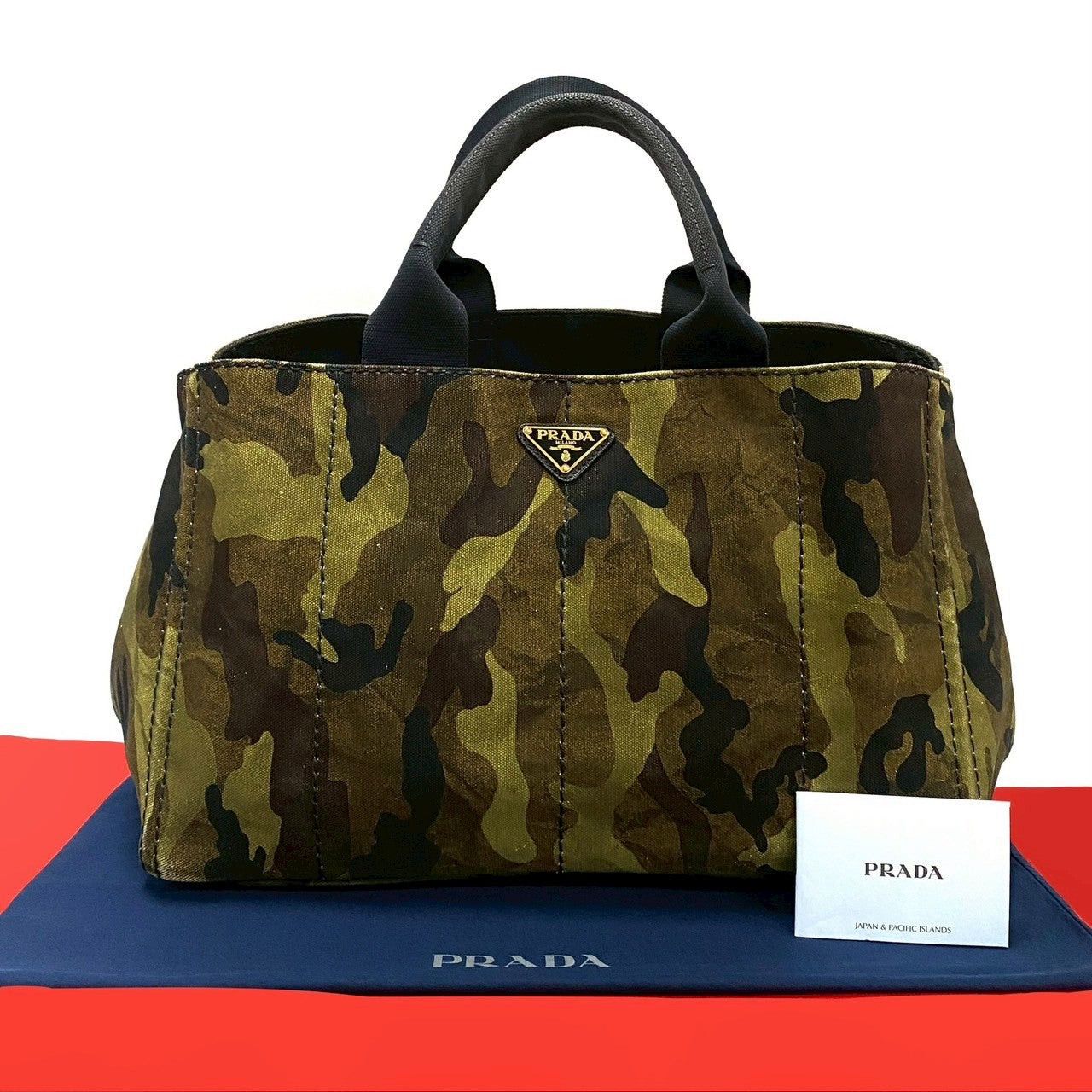 Prada Tote Bag Green Cotton