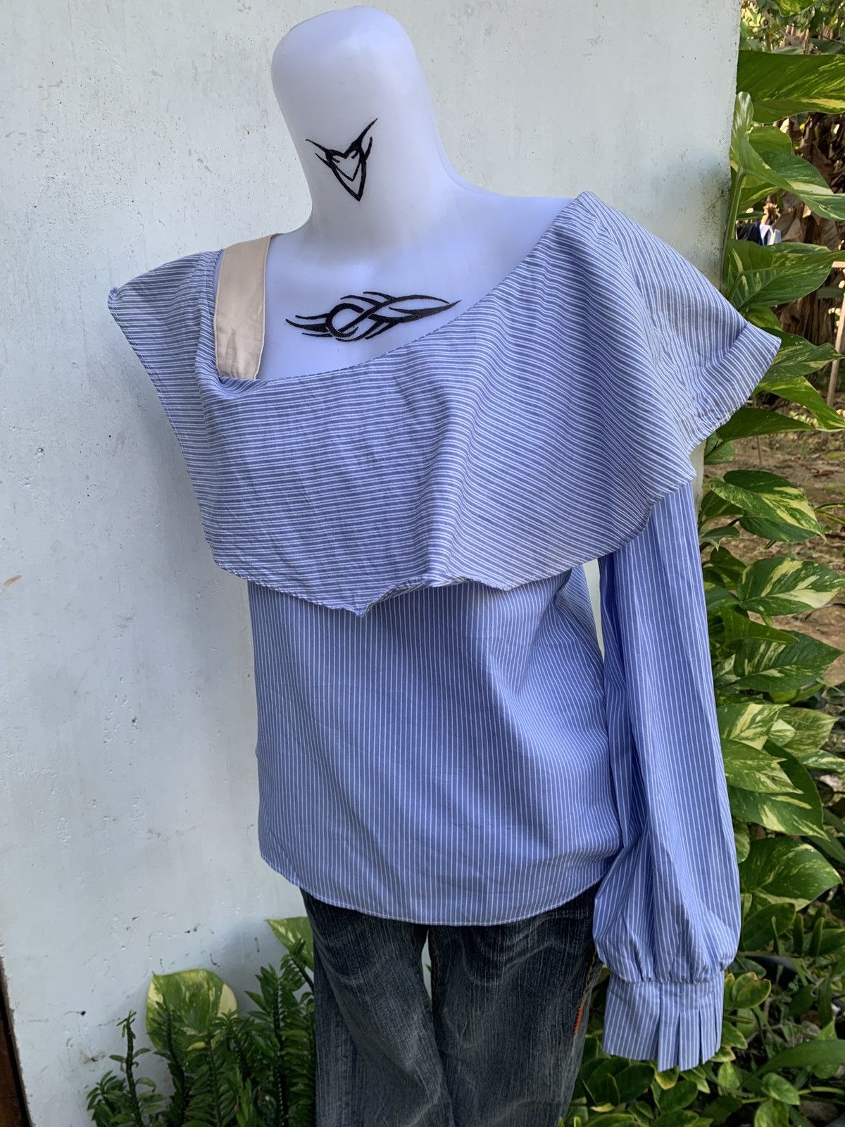 Andersson Bell × Designer Andersson Bell Unbalance Flounce Stripe Blouse Top Size M / US 6-8 / IT 42-44 - 2 Thumbnail