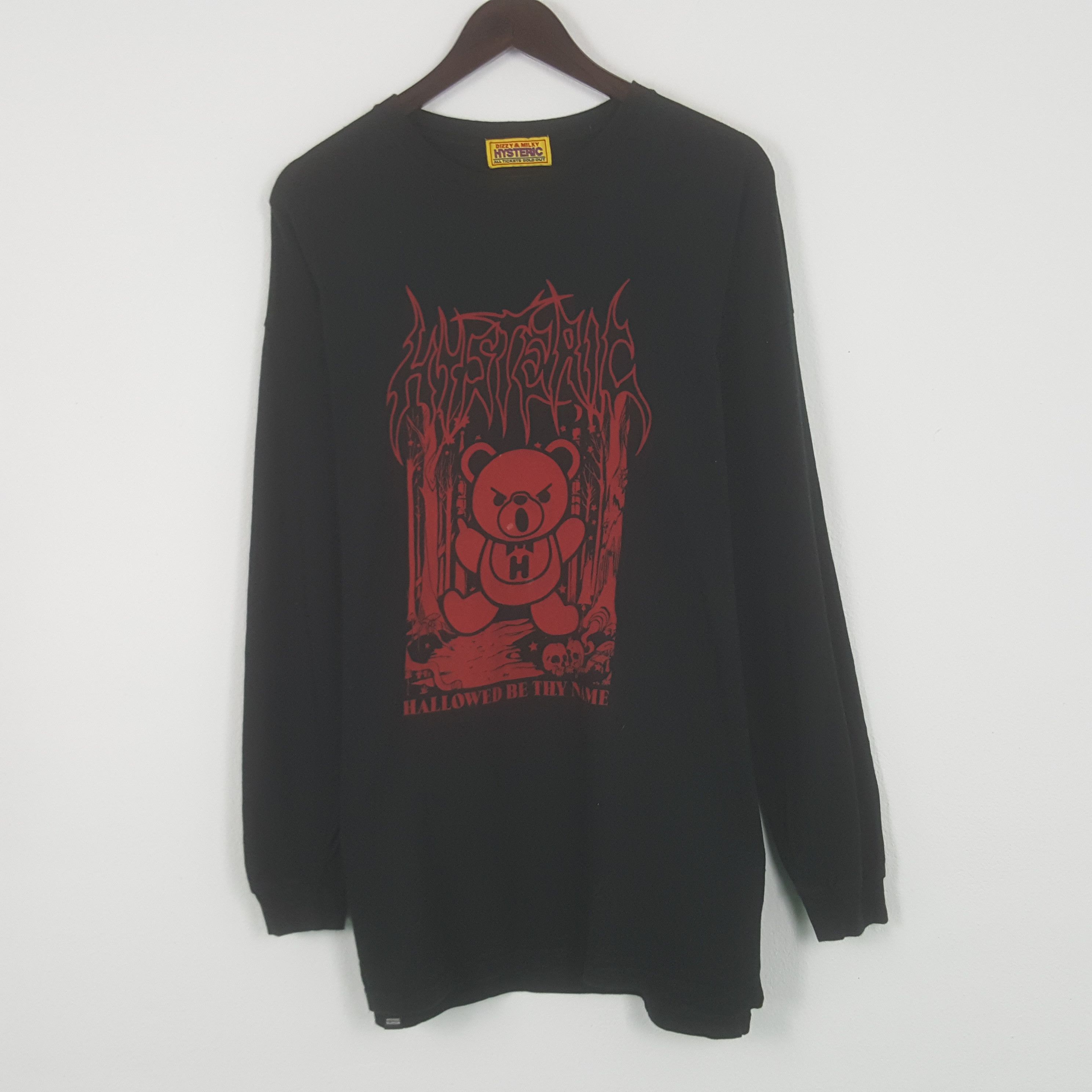 image of Hysteric Glamour Hallowed By Thy Name Long Sleeve Tshirt in Black, Men's (Size 2XL)