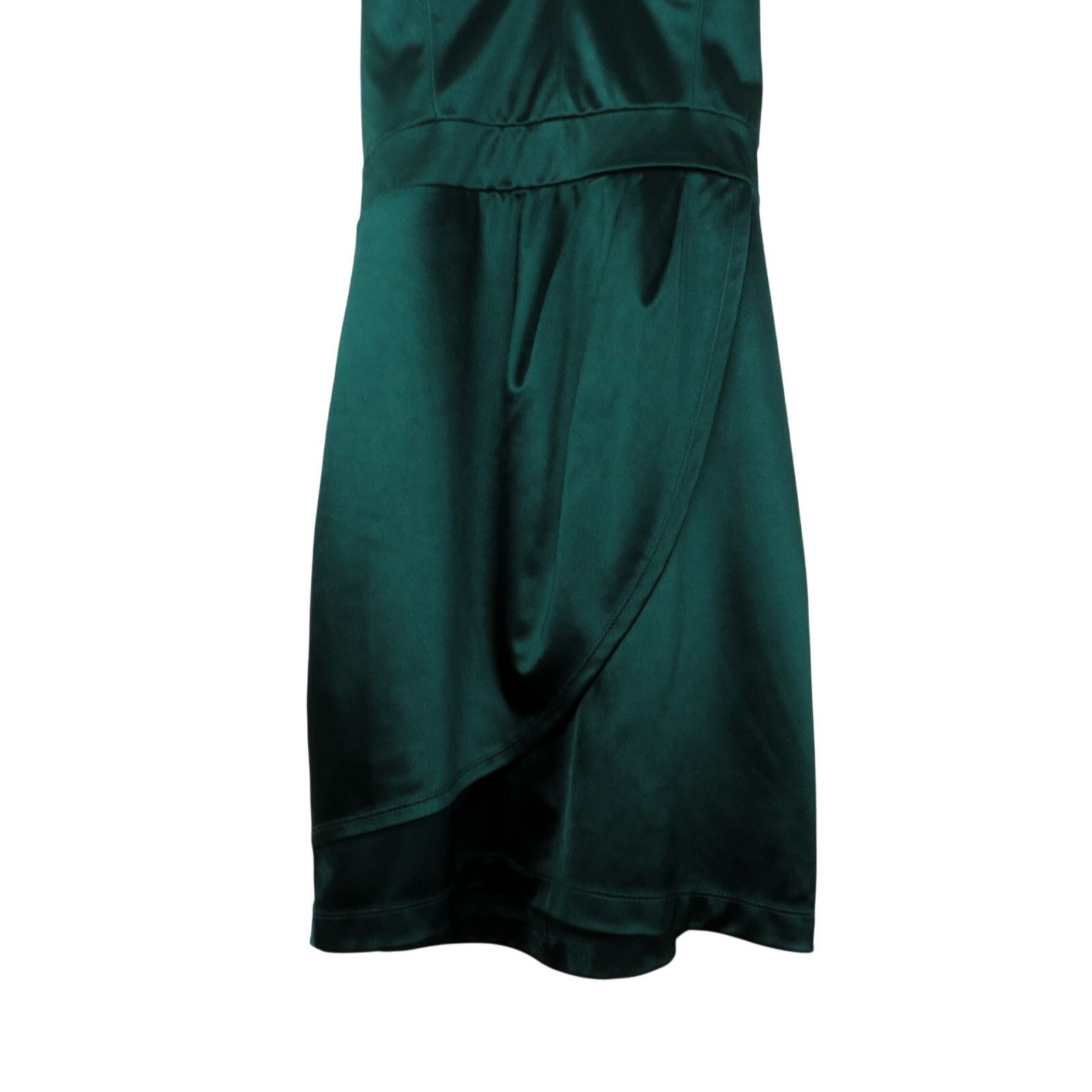 Macys Macy's Emerald Green Satin V-Neck Strap Back Mini Dress 11 Size M / US 6-8 / IT 42-44 - 7 Thumbnail