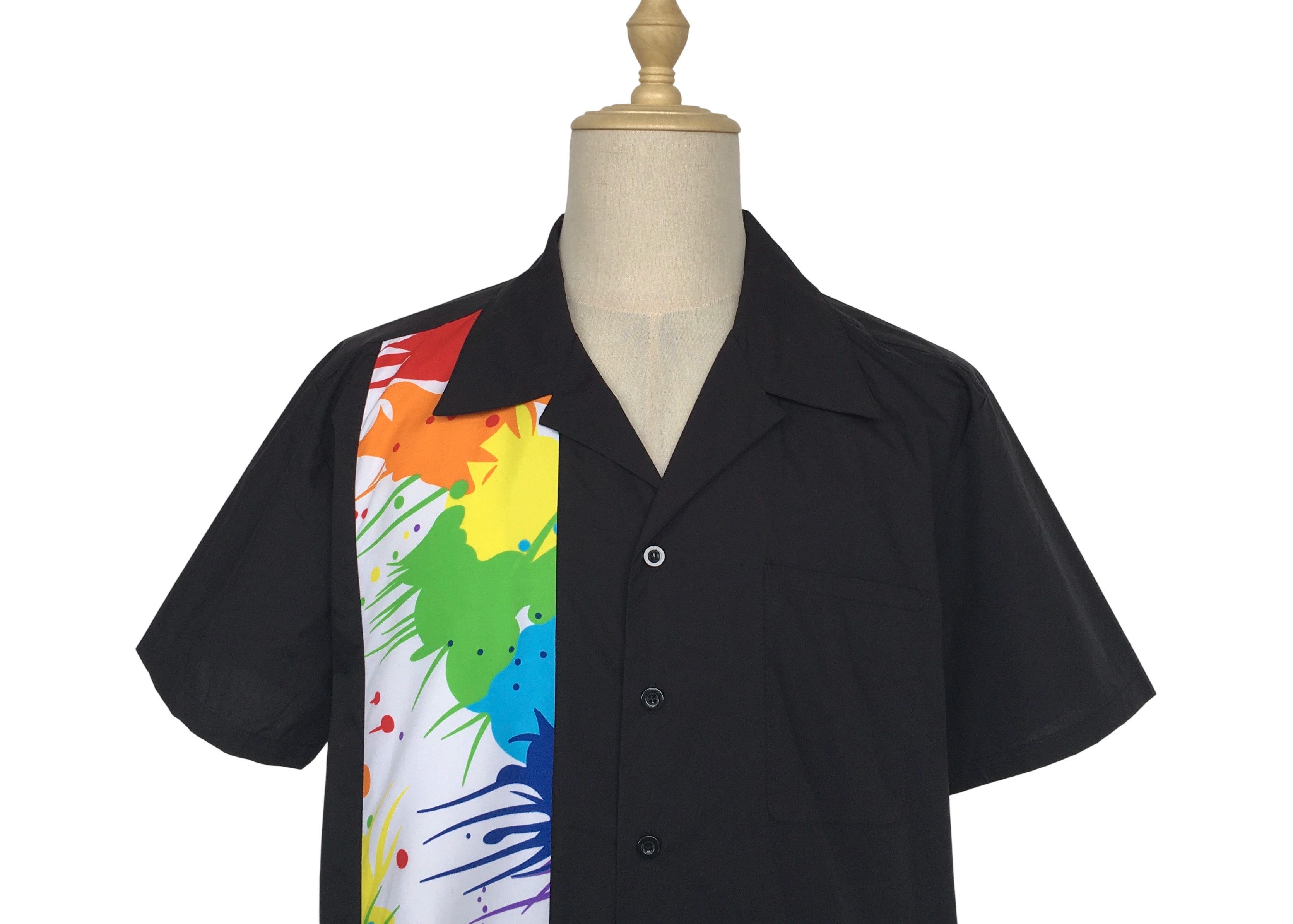 Other Black Contrast Colorful Panel Hawaiian Shirts Size US XL / EU 56 / 4 - 4 Thumbnail