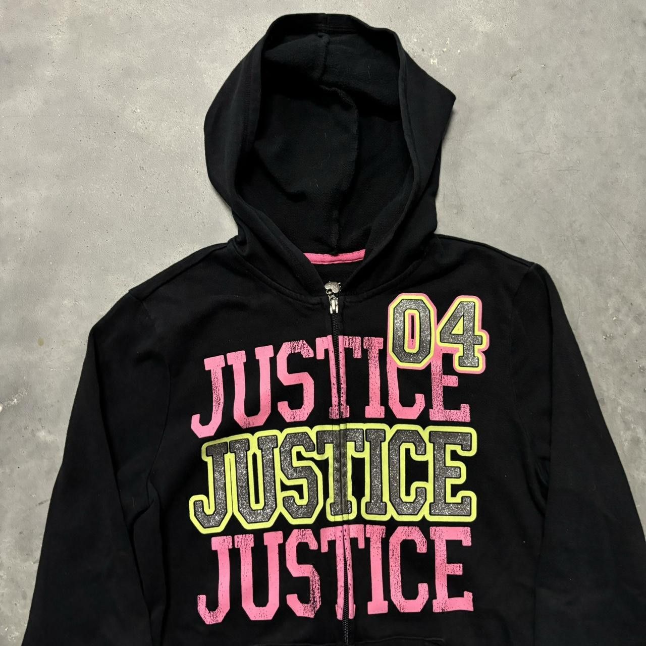Japanese Brand × Vintage Crazy Vintage Y2K/2000s Cute Cyber Goth Justice Scene Emo Zip Up Hoodie! Size S / US 4 / IT 40 - 2 Thumbnail