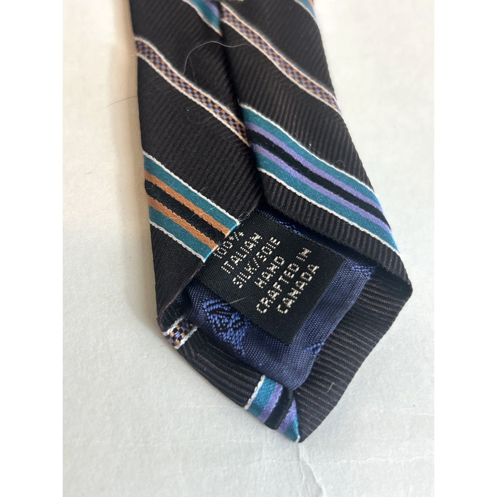 Vintage VINTAGE Dion Signature Striped Brown Necktie Polyester Tie Men 70s Size ONE SIZE - 7 Thumbnail
