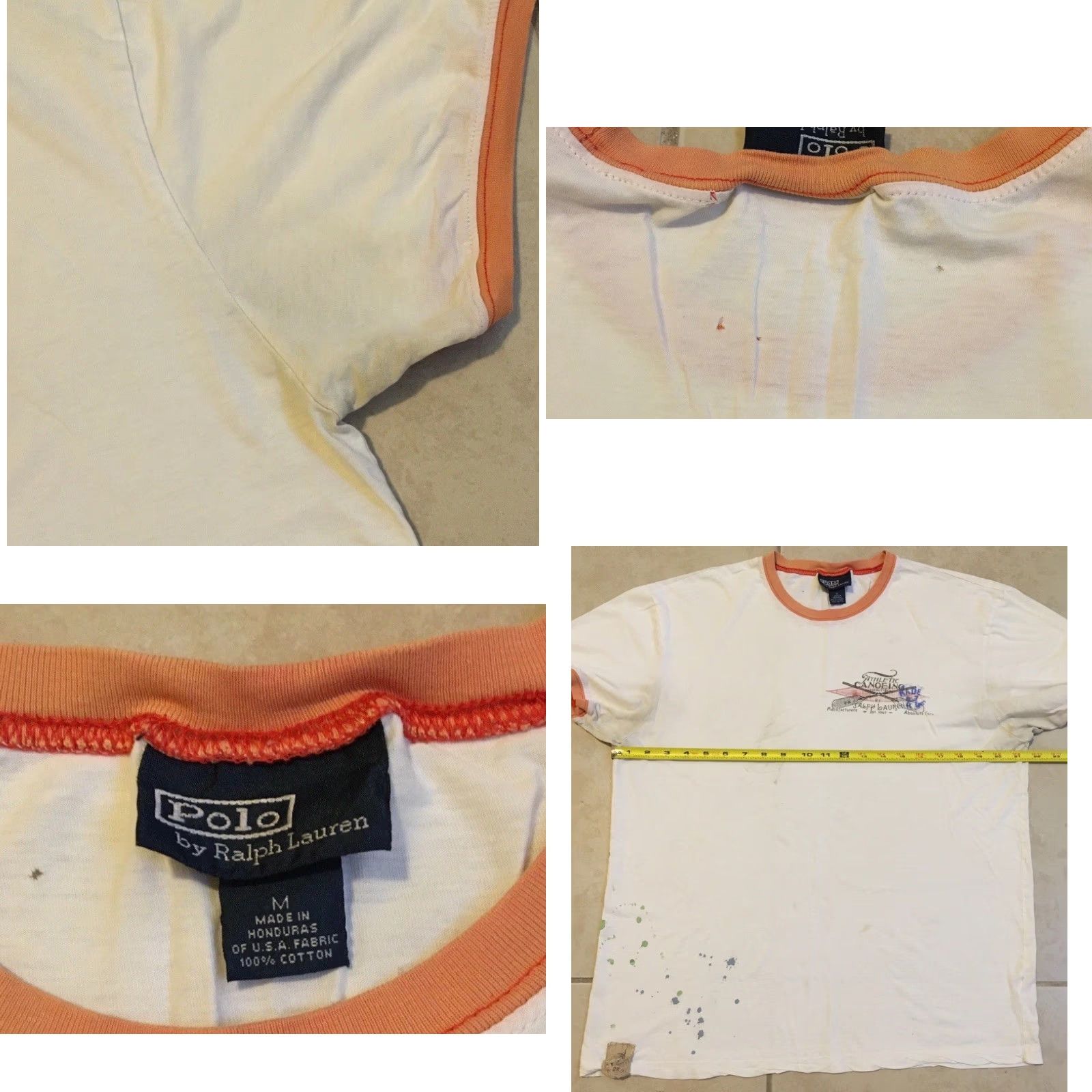 Nautica Vtg 90s Polo Ralph Lauren Canoeing Shirt M White Distressed Ringer Sailing Surf Yachting Beach Vintage Polo Ralph Lauren Mens Shirt Size US M / EU 48-50 / 2 - 10 Thumbnail