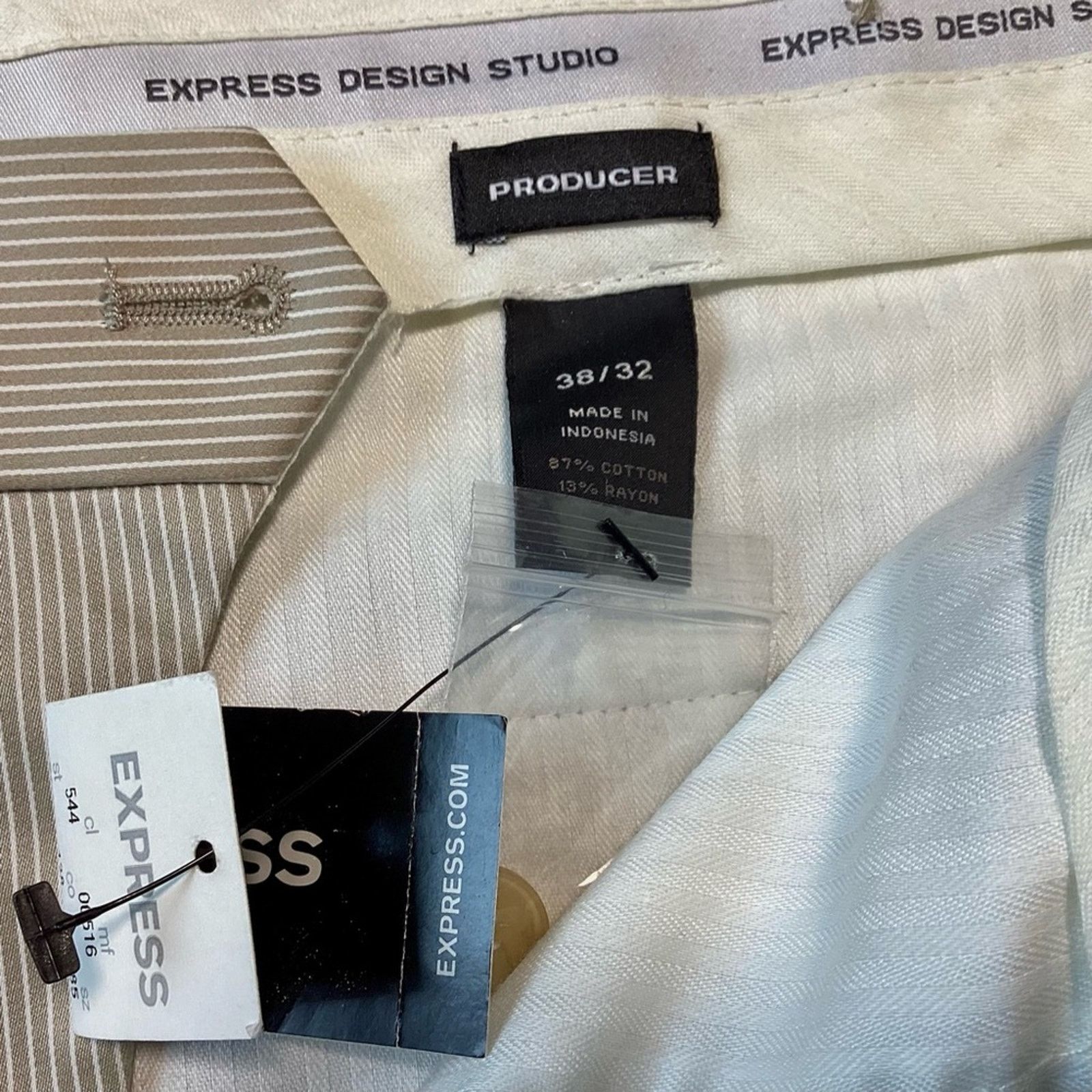 Express Express Producer Khaki Pinstriped Dress Pants, 38x32 Size US 38 / EU 54 - 5 Thumbnail
