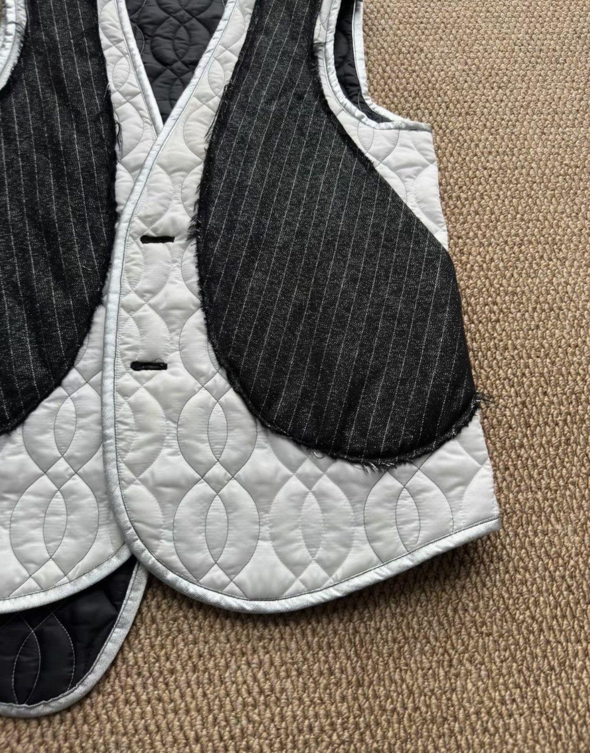 Sulvam Sulvam Silver-Black Panel Deconstructed Vest K23 Size US M / EU 48-50 / 2 - 2 Thumbnail