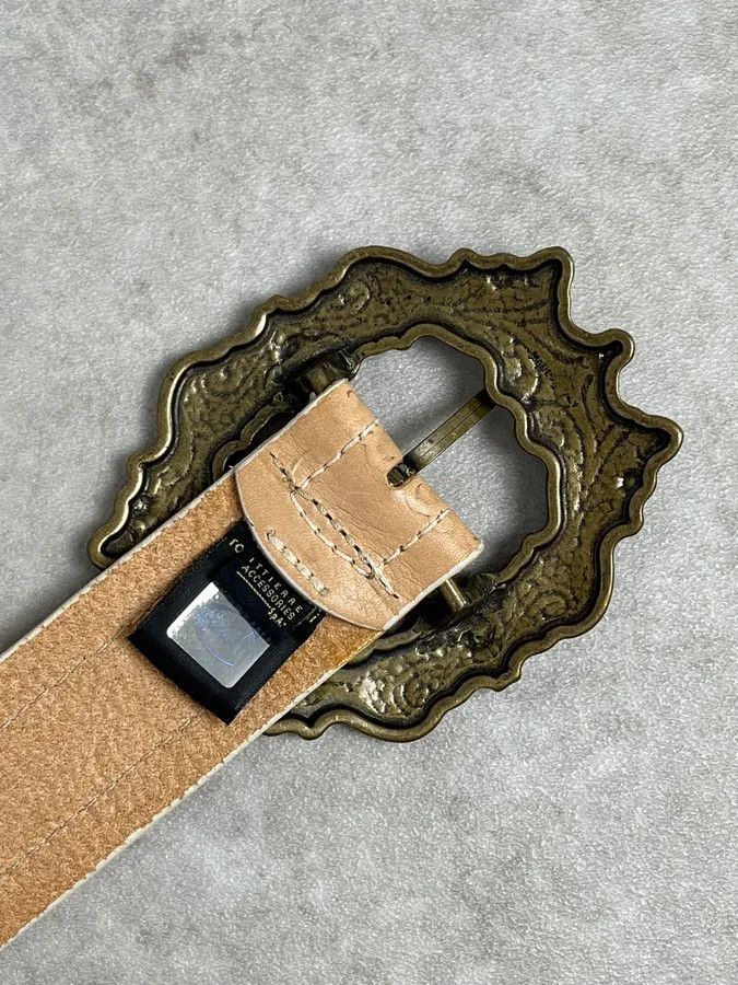 Just Cavalli 2000s Cavalli Beige Royal Buckle Leather Belt Size ONE SIZE - 6 Thumbnail