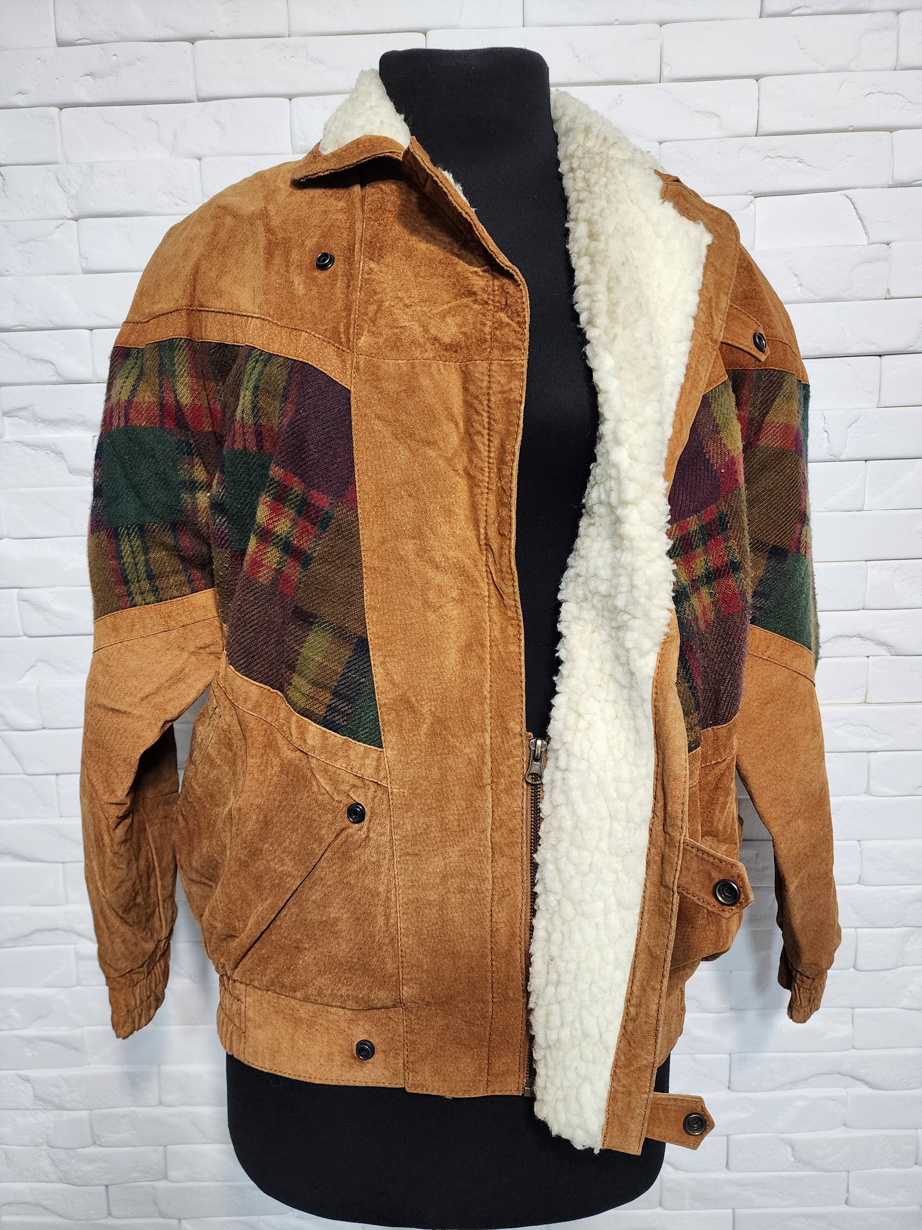 Genuine Leather Men's Brown Suede Bomber Jacket: Zippered Vintage Style Size US L / EU 52-54 / 3 - 8 Thumbnail