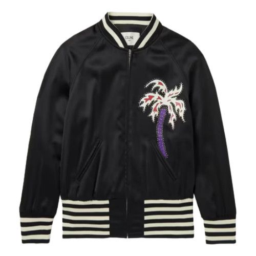 image of Celine O1W1Db10324 Stain Varsity Jackets In Black, Men's (Size Small)