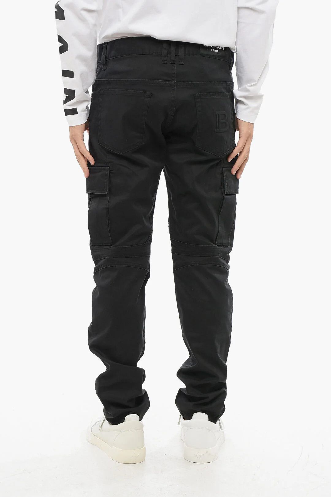 Balmain og1mm0326 Tapered Cargo Jeans in Black Size US 31 - 2 Thumbnail