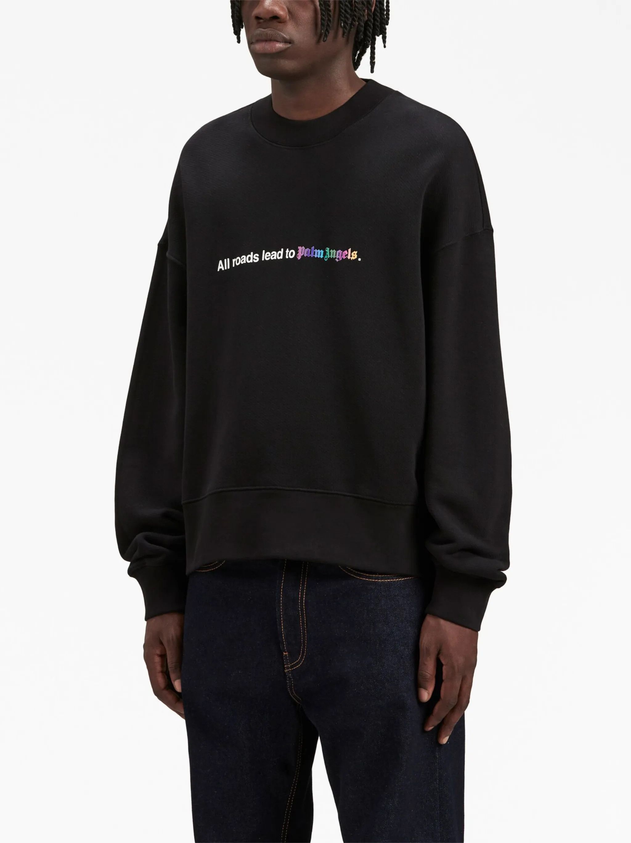 Palm Angels o1gr1nt0325 All Roads Crewneck Sweatshirt in Black Size US XXL / EU 58 / 5 - 4 Thumbnail