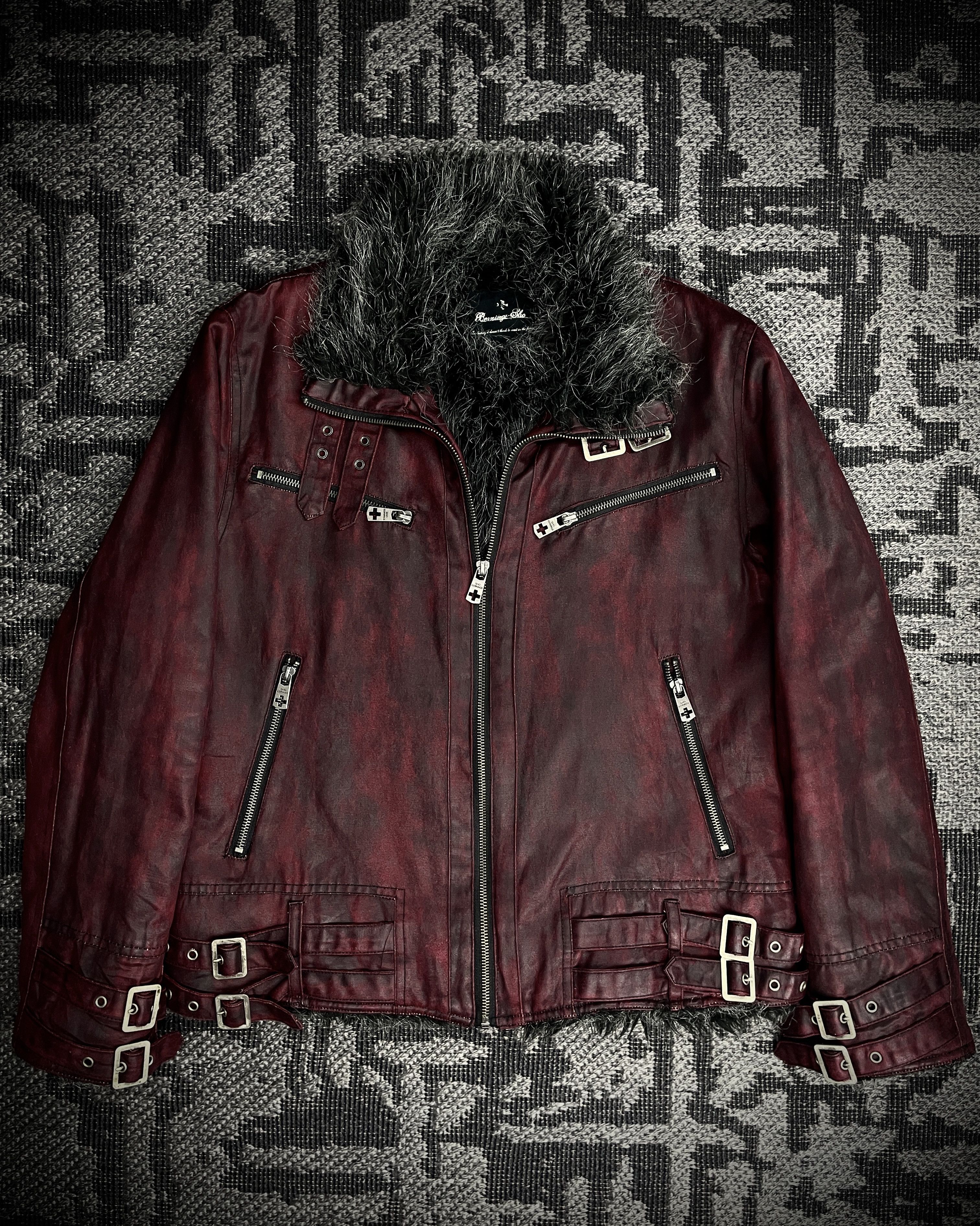 BERNINGS SHO Bernings Sho Deep Red Coated Faux Fur Jacket Size US M / EU 48-50 / 2 - 2 Thumbnail