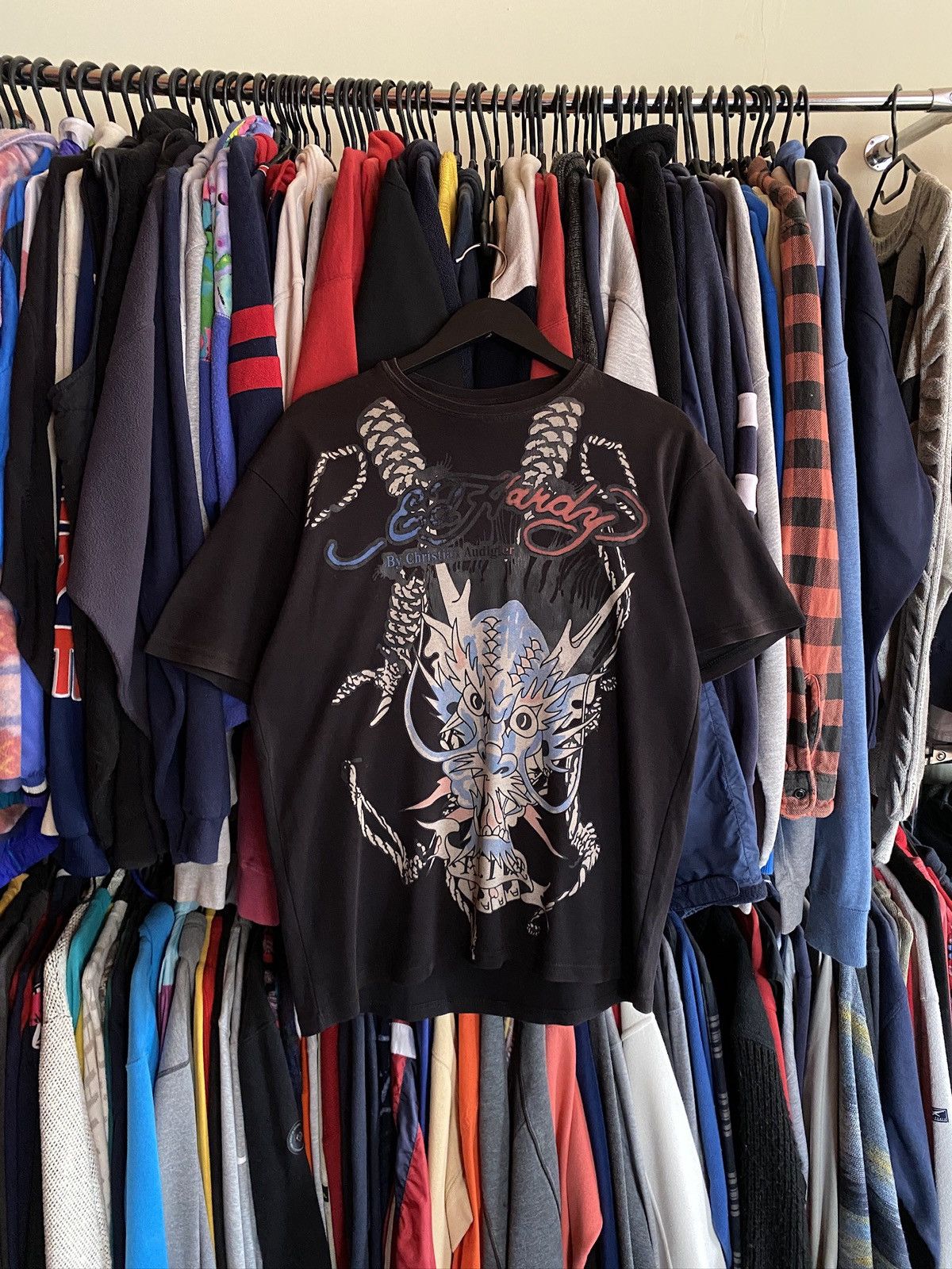 Ed Hardy VINTAGE ED HARDY DRAGON FADED T-SHIRT Y2k Size US L / EU 52-54 / 3 - 1 Thumbnail