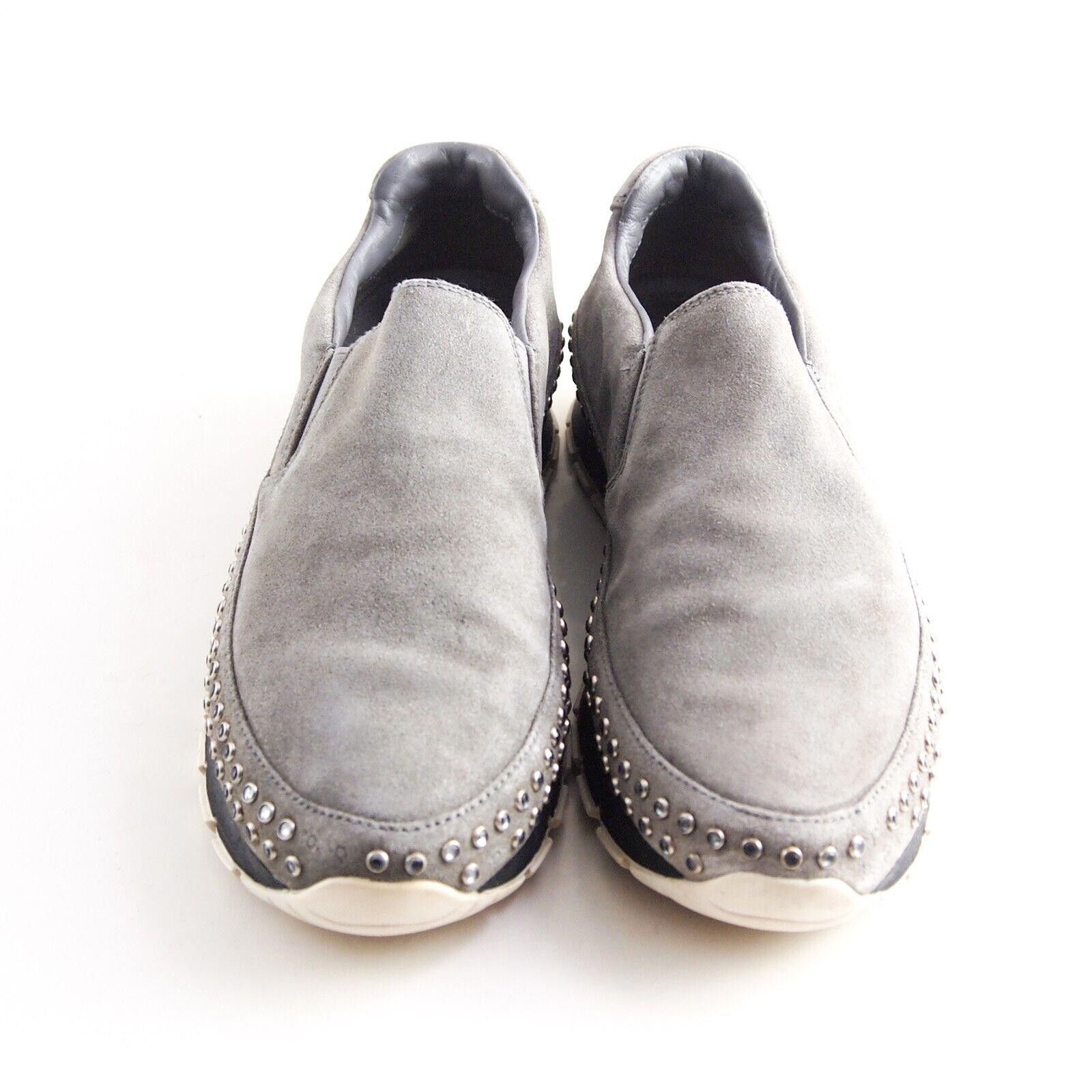 Prada Prada Slip Ons Sneakers Gray Suede Studded EU 38 US 8 Size US 8 / IT 38 - 3 Thumbnail
