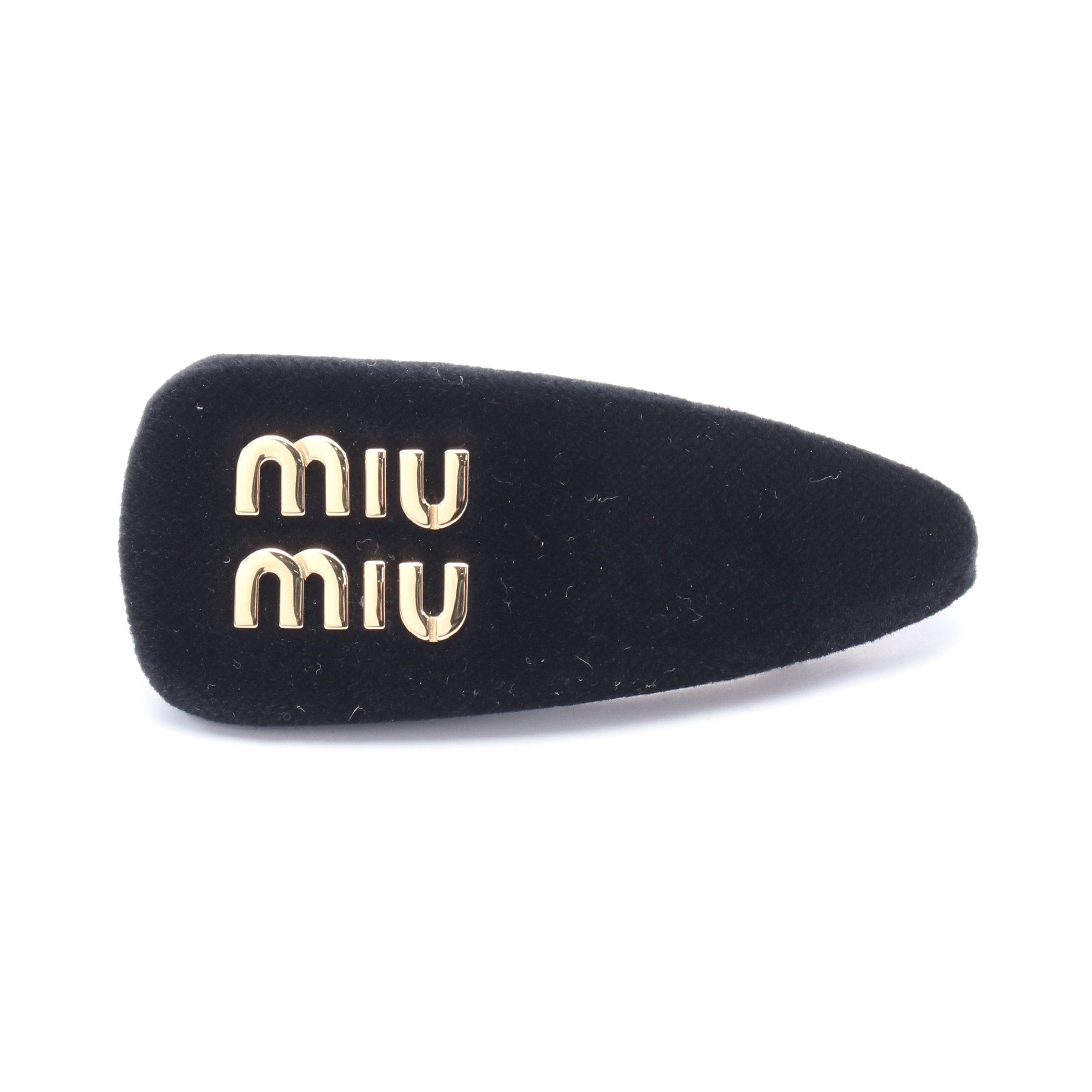 Miu Miu Logo Barretta Hair Clip Velor Black