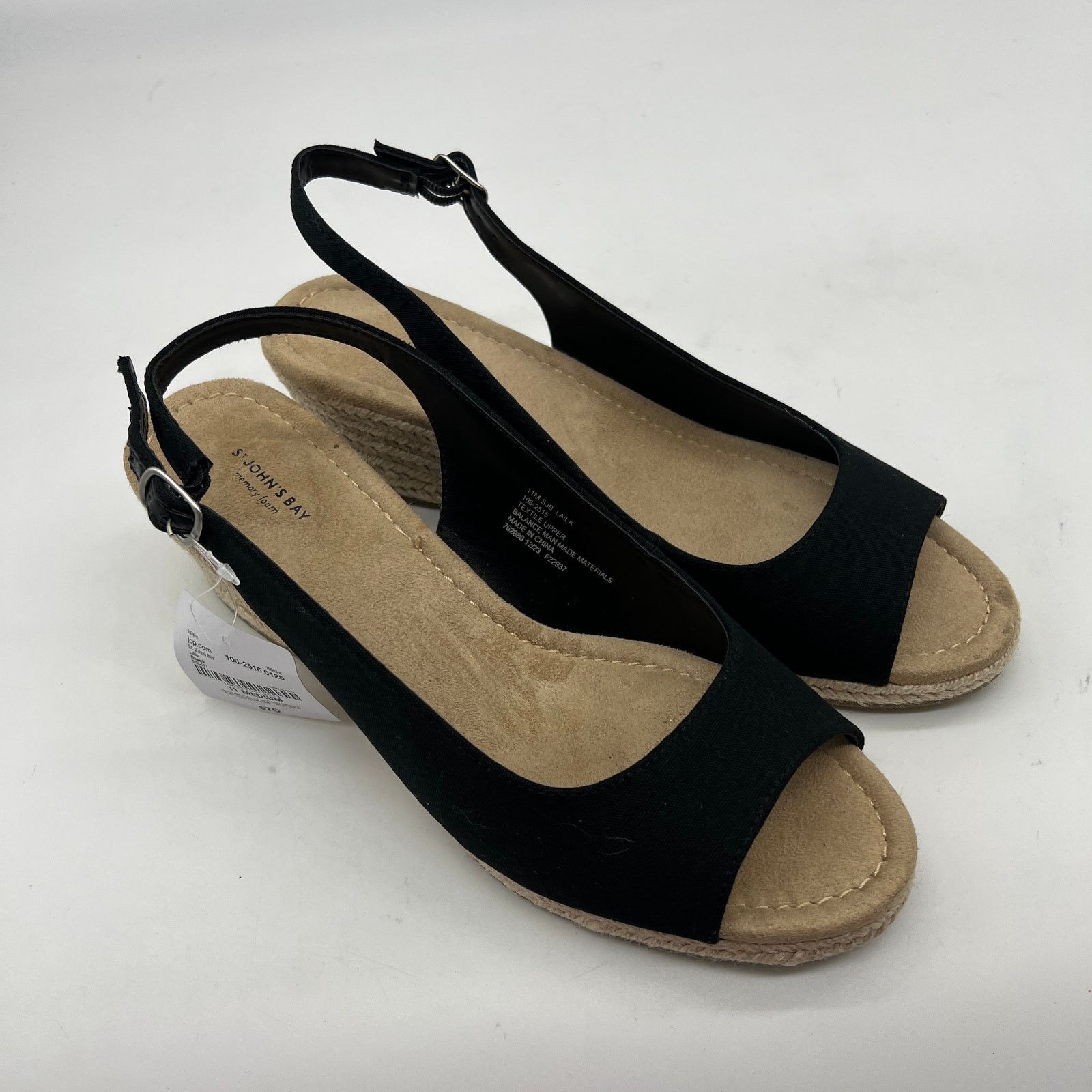 Other St. John's Bay Womens Wedge Sandals Black Color Size 11M Size US 11 / IT 41 - 2 Thumbnail