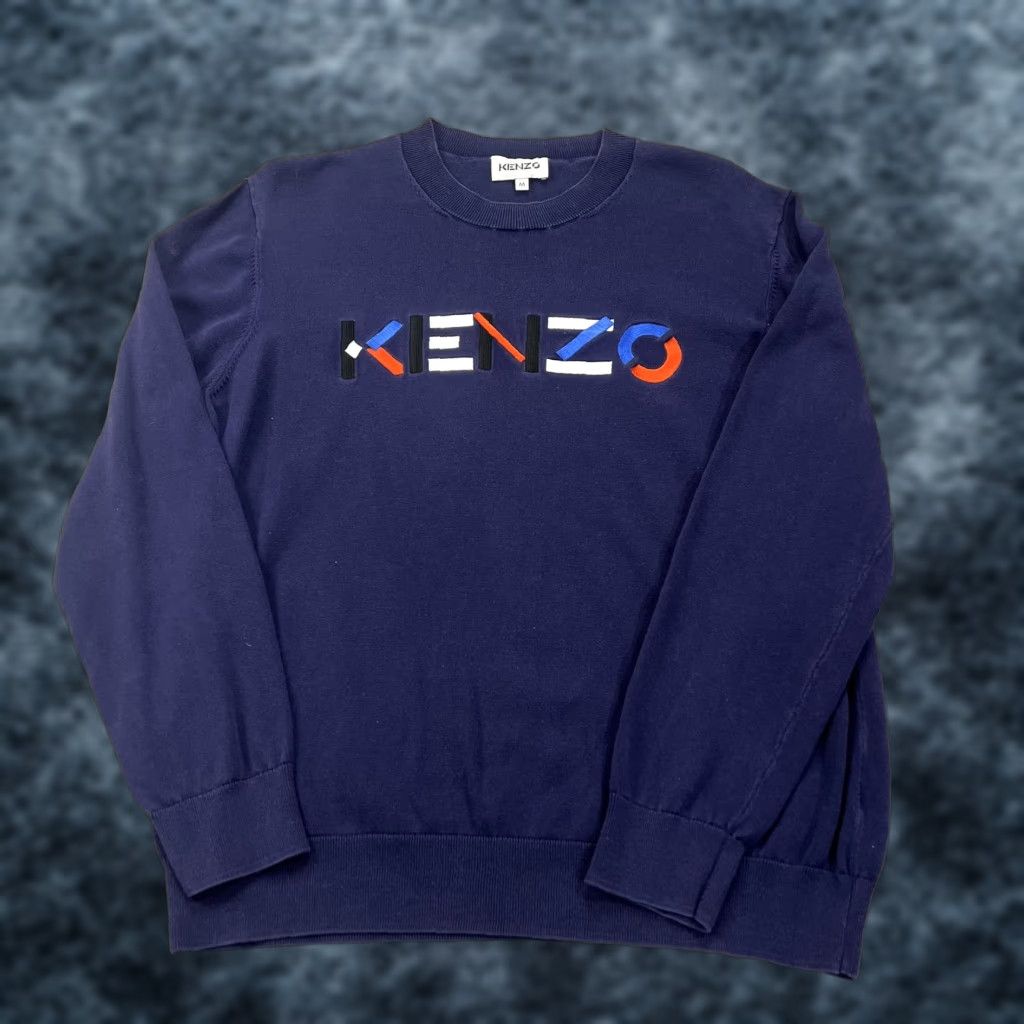 Kenzo KENZO Sweatshirt Mens Medium Blue Embroidered Logo Pullover Crewneck Designer Shirt Mens Size US M / EU 48-50 / 2 - 1 Thumbnail