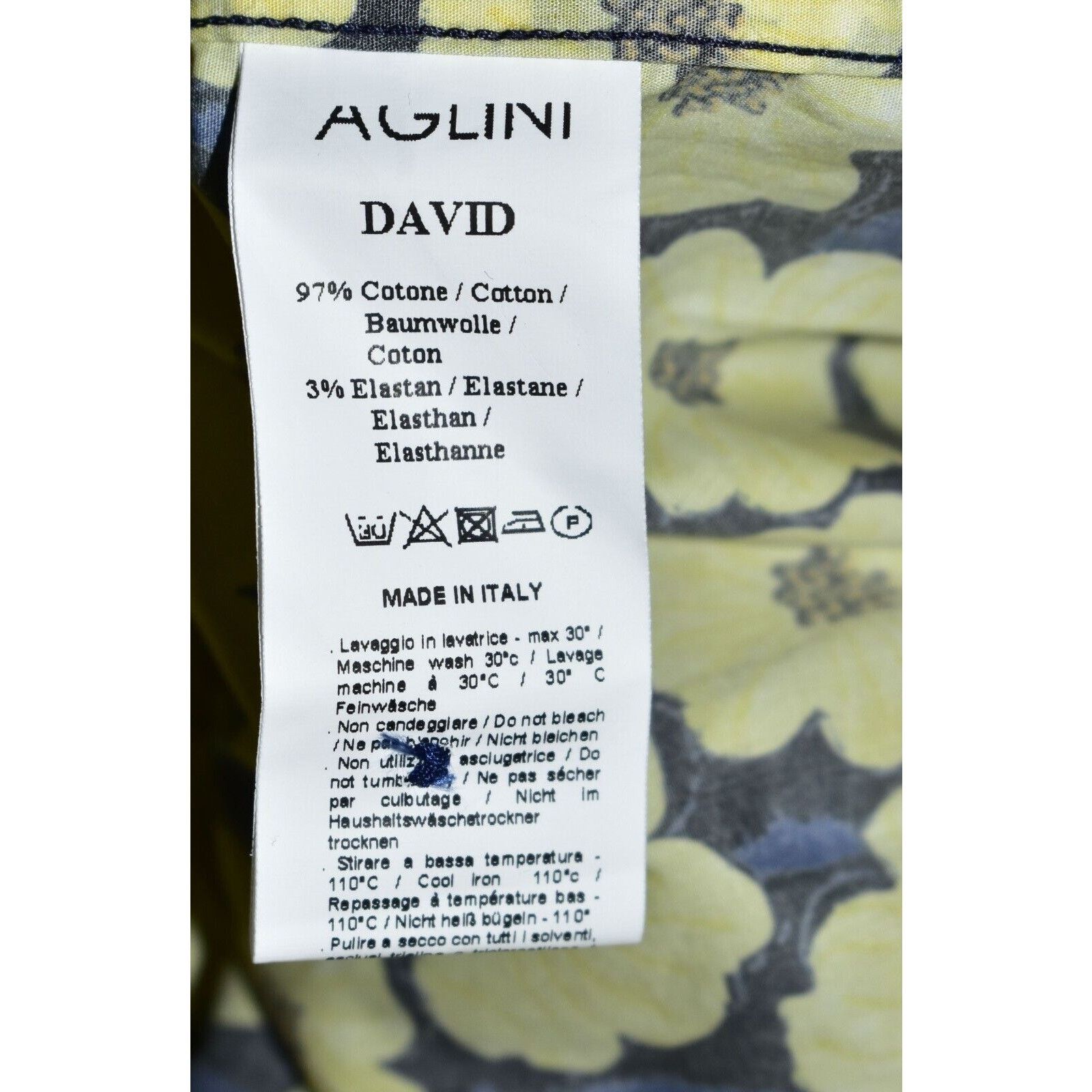 AGLINI NWT AGLINI Yellow Floral Cotton David Slim Shirt Size 40 Size US M / EU 48-50 / 2 - 6 Thumbnail