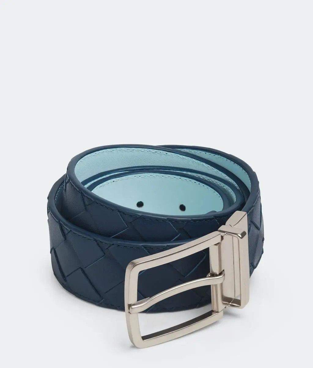 Bottega Veneta o1w1db10525 Size: 105 / Intrecciato Reversible Belt in Blue Size 42 - 1 Thumbnail