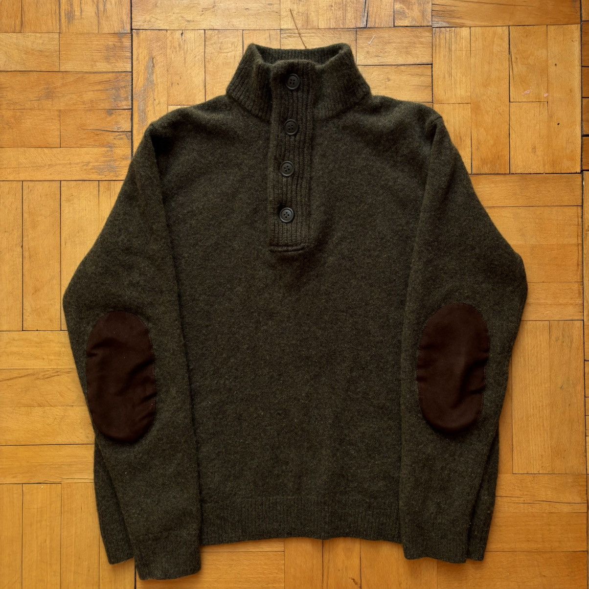 Barbour Vintage Barbour Essential Half Zip Wool Sweater Olive Green Size US M / EU 48-50 / 2 - 2 Thumbnail
