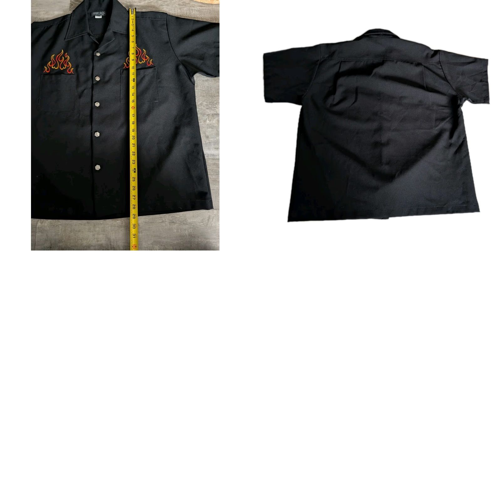Vintage Vtg Johnny Suede Mens Dice Button Shirt Flames L Black Bowling Shirt USA Made Size US L / EU 52-54 / 3 - 8 Thumbnail