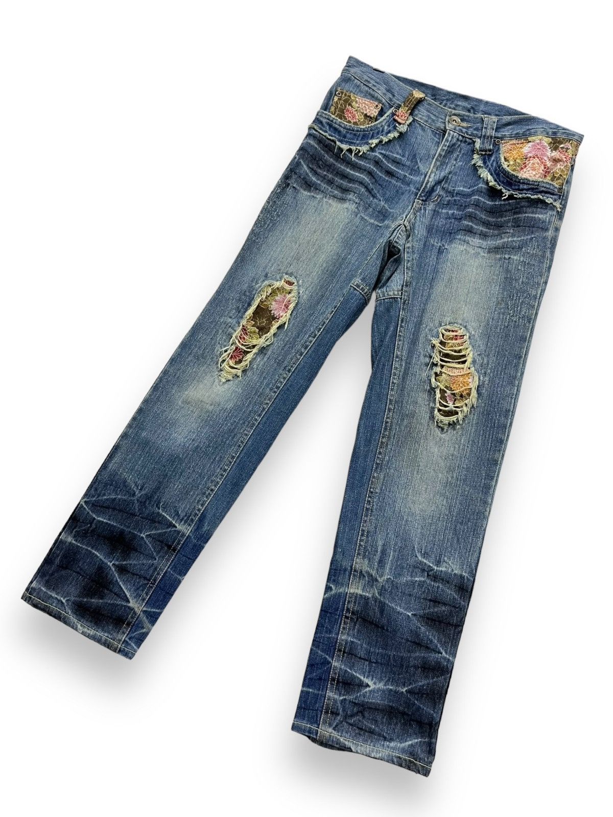 Real Japan Blues 🔥FYE🔥GUMU Grunge Frayed Distressed Ripped Denim Jeans Size US 32 / EU 48 - 4 Thumbnail