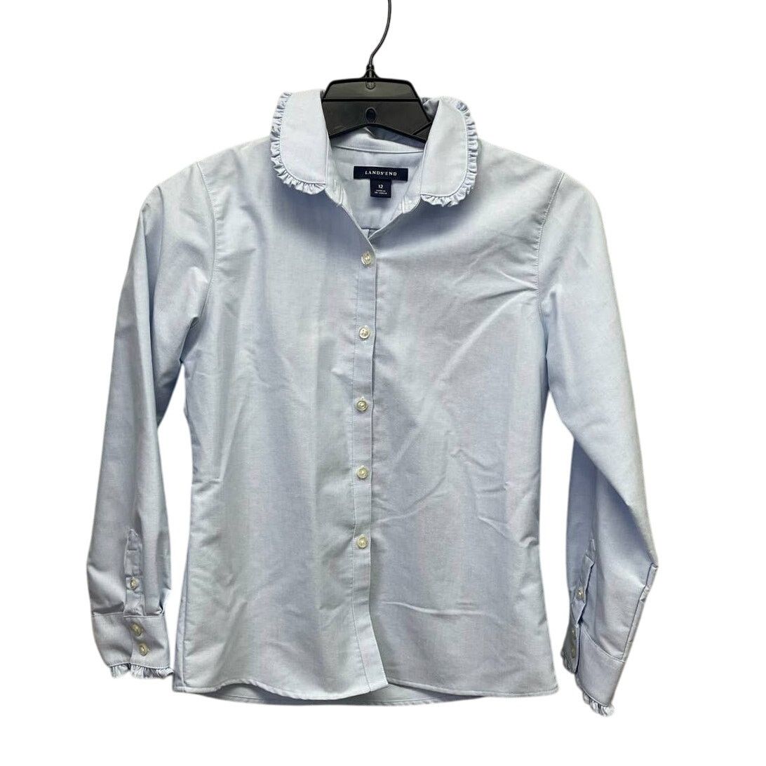 Lands' End Lands' End Size 12 Cotton Blend Button Down Blouse Size L / US 10 / IT 46 - 1 Thumbnail