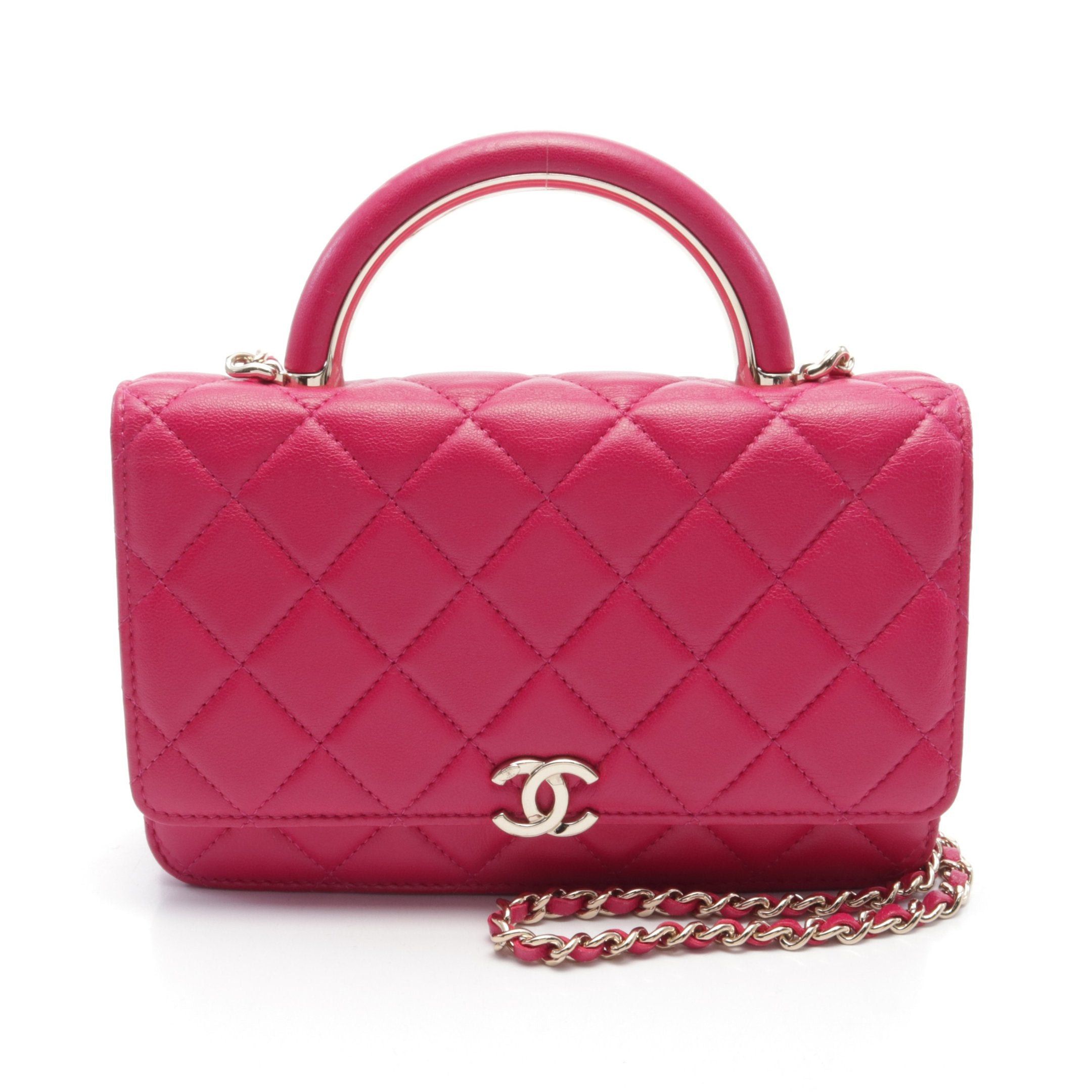 Chanel Chanel Matelasse Top Handle Chain Wallet Leather Pink Purple Gold Hardware Size ONE SIZE - 1 Thumbnail
