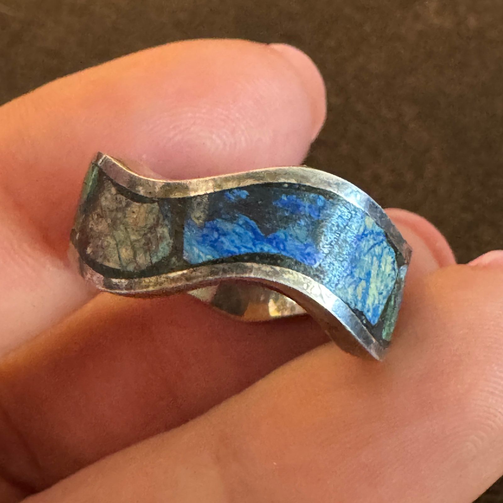Vintage Vintage Sterling Silver and Enameled Ring Sz 6 Size ONE SIZE - 5 Thumbnail