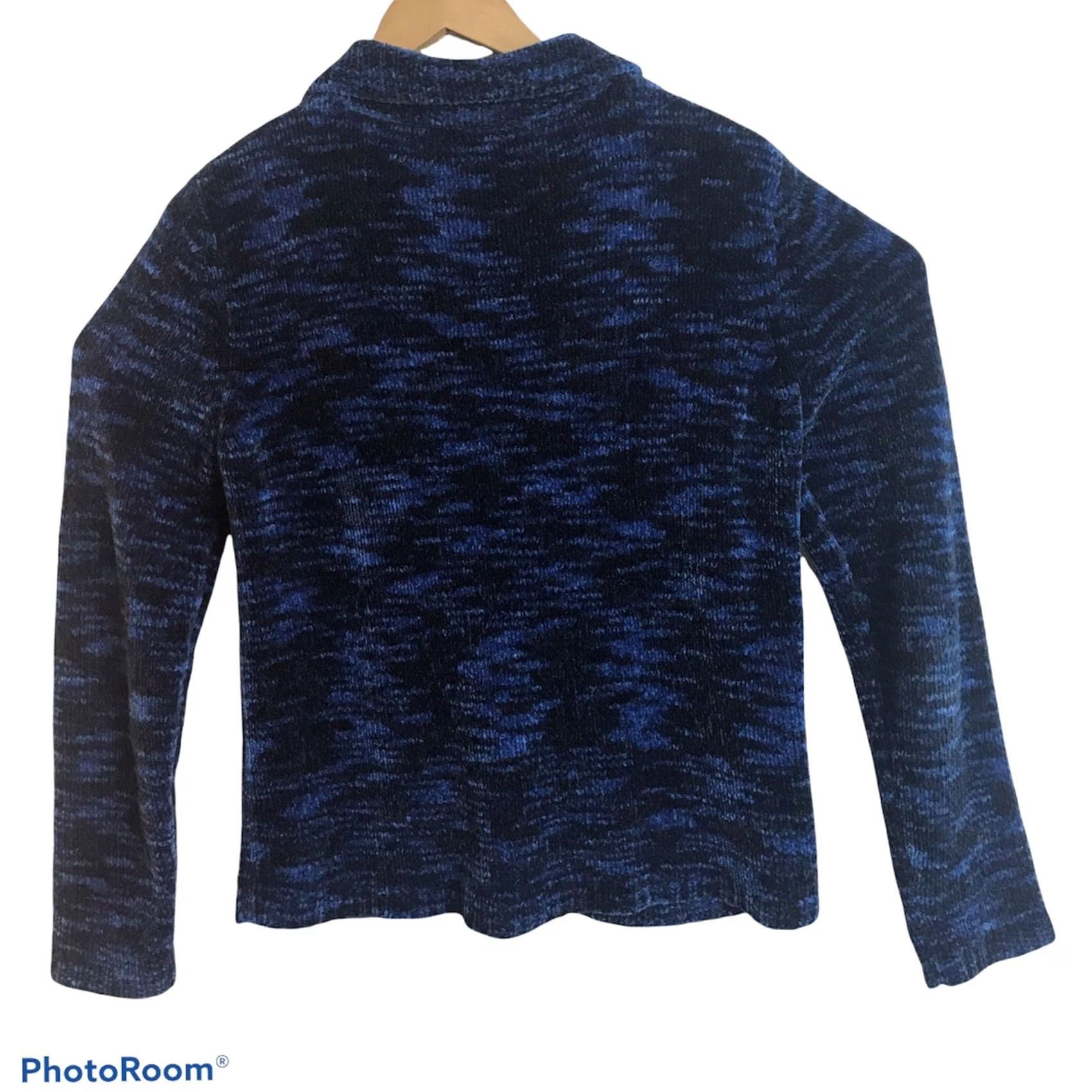 Velour Premier International Velour Sweater Jacket Womens Medium Blue Full Zip Casual Size M / US 6-8 / IT 42-44 - 4 Thumbnail
