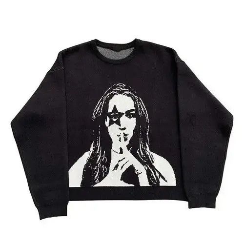 Japanese Brand Oversized Sweaters Hip Hop Streetwear Harajuku Size ONE SIZE - 4 Thumbnail