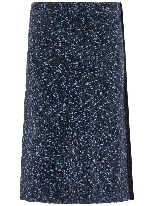 Salvatore Ferragamo o1s1rm0126 Knitted Boucle Skirt in Navy Blue Size 25" / US 0 / IT 36 - 1 Thumbnail