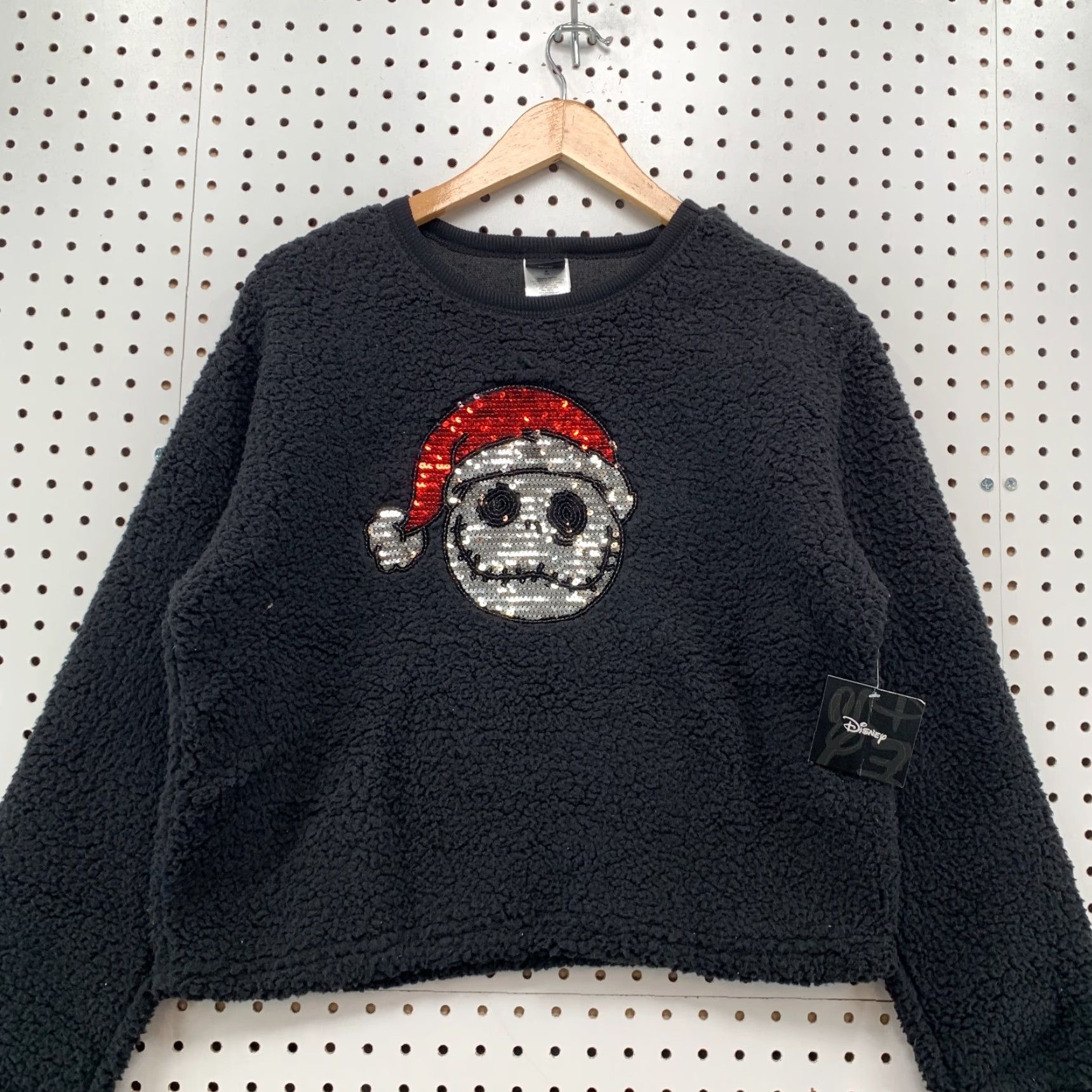 VINTAGE New Disney Nightmare Before Christmas Fleece Sherpa Sweater Womens Medium 21x22 main image 2
