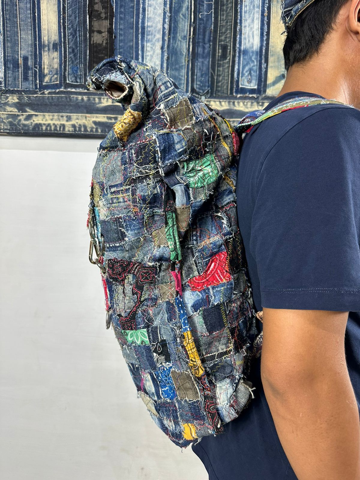 Other Custom Made Denim Paisley Patchwork Roll Top Backpack Size ONE SIZE - 9 Thumbnail