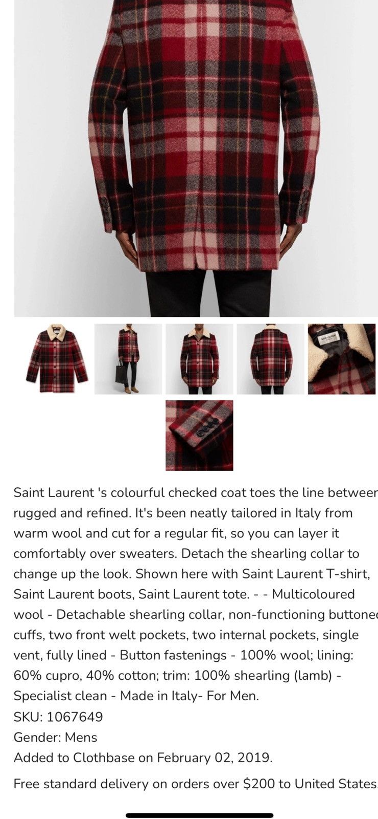 Saint Laurent Paris Saint Laurent mens overcoat. 50/40. $3650 Size US M / EU 48-50 / 2 - 2 Thumbnail