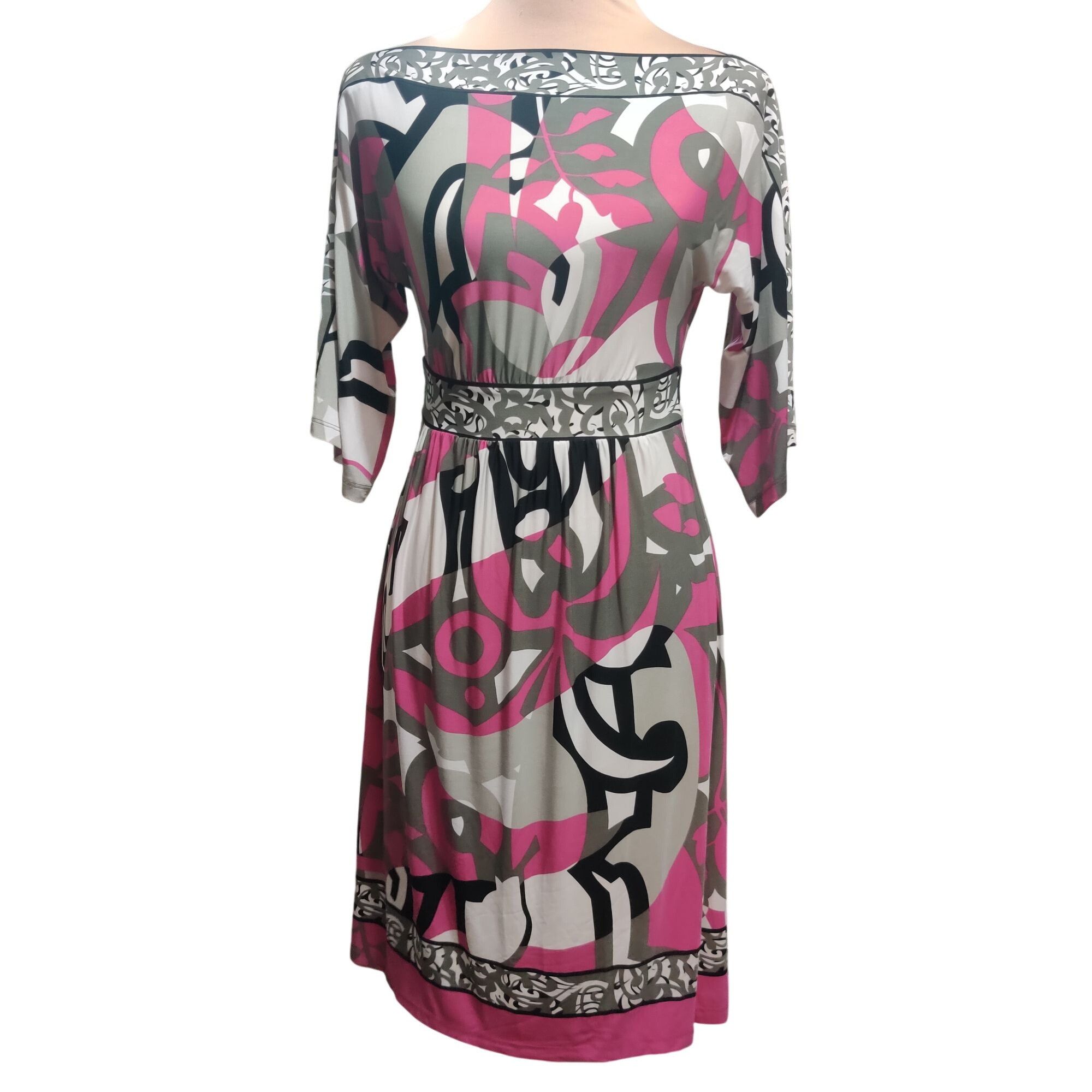 Other Olian XS Pink Gray Abstract Print Midi Dress Maternity Stret Size XS / US 0-2 / IT 36-38 - 1 Thumbnail
