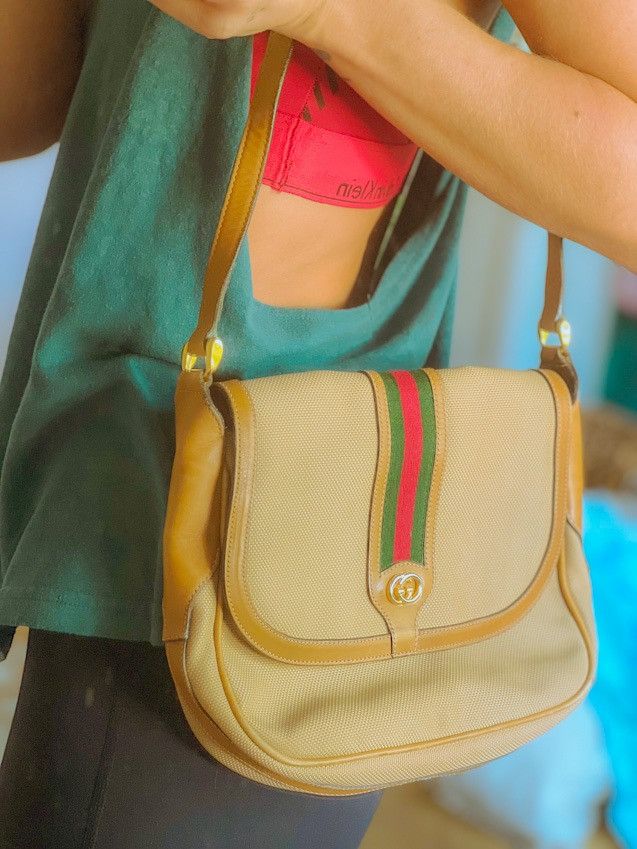 Gucci Gucci Vintage Tan and Brown Shoulder Bag Timeless Rare Size ONE SIZE - 17 Thumbnail