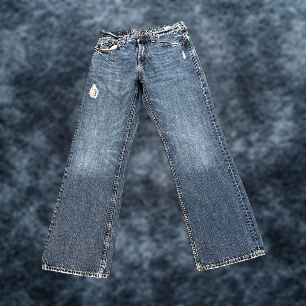 American Eagle Outfitters VINTAGE American Eagle Outfitters Jeans Men's 32x34 Bootcut Distressed Blue Denim Boots Zip Fly Regular 34 Inseam Mens Size US 32 / EU 48 - 1 Thumbnail