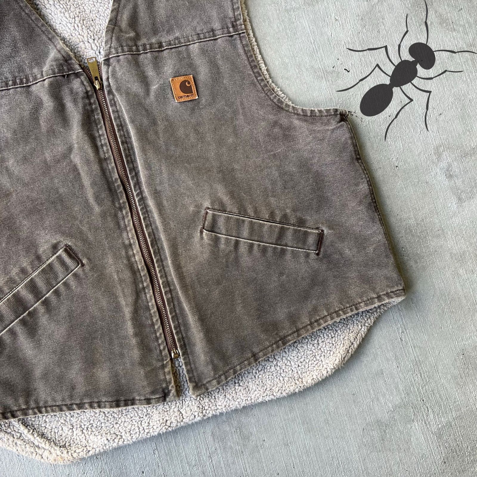Carhartt × Vintage Carhartt V13 CHT brown sherpa work wear vest Size US XL / EU 56 / 4 - 8 Thumbnail