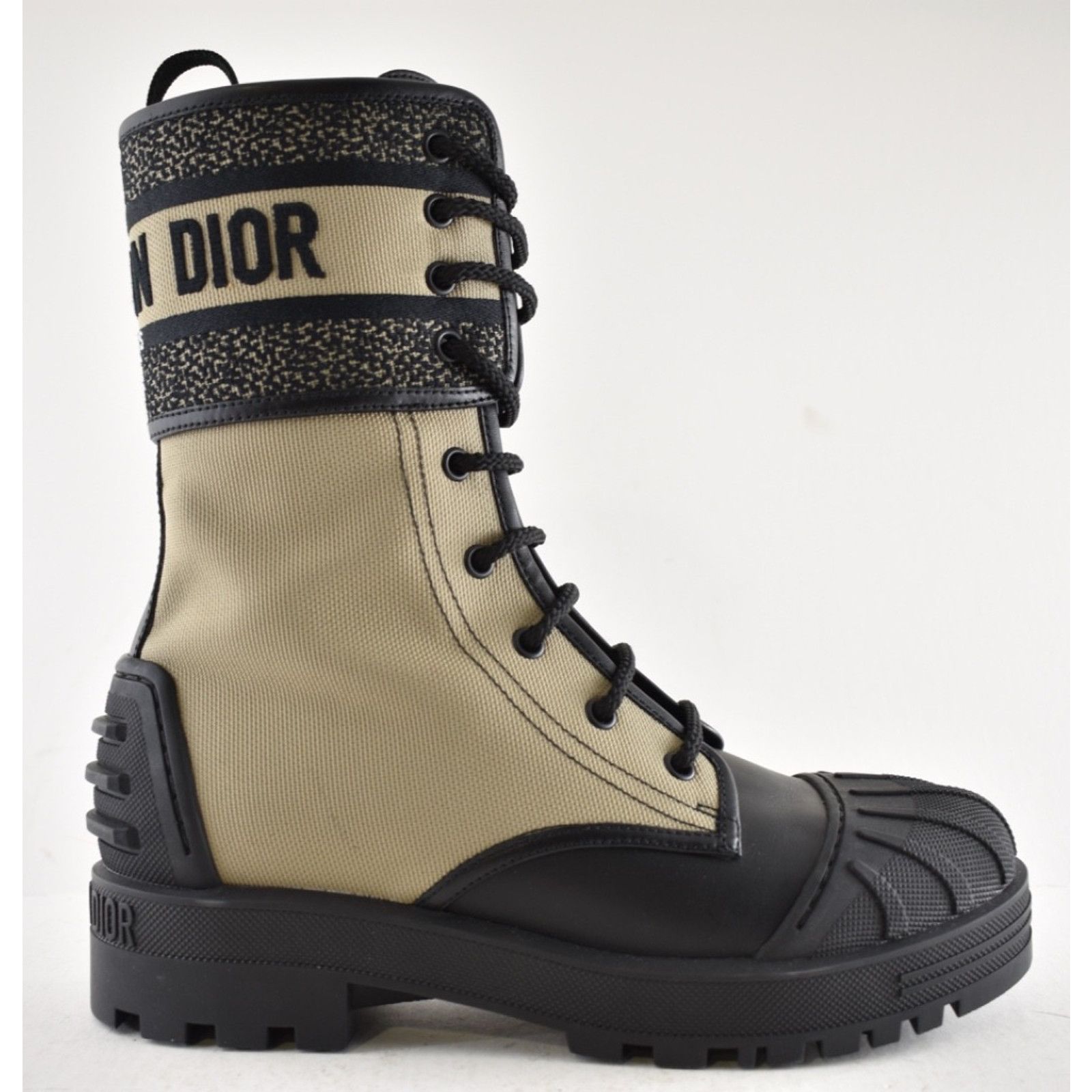 Dior Dior D-Major Black Taupe Logo Military Combat Lace Up Tie Size US 8.5 / IT 38.5 - 2 Thumbnail