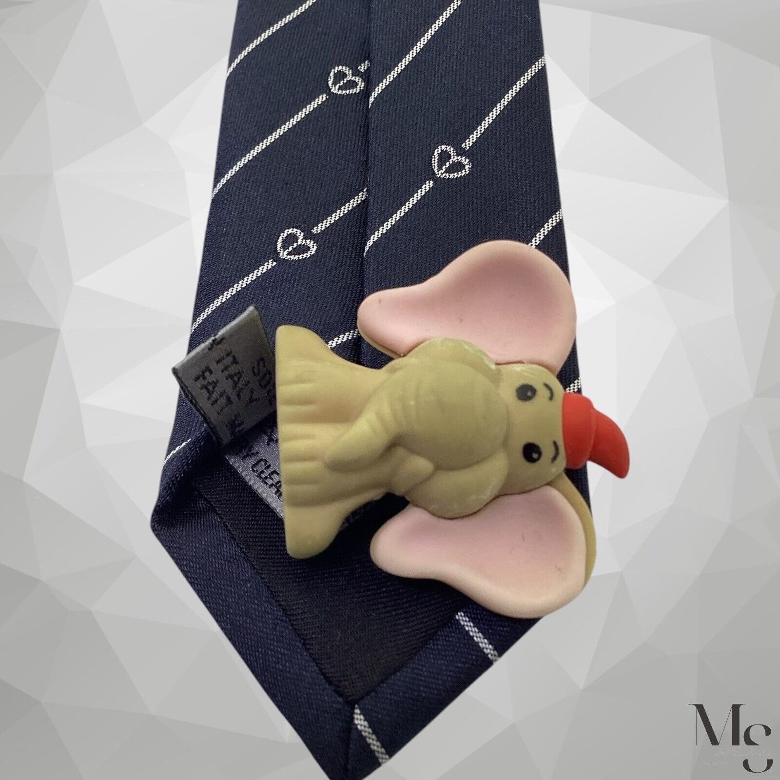 Dior $240 DIOR Blue Striped With Heart Print Silk Tie H.M In Ital Size ONE SIZE - 4 Thumbnail