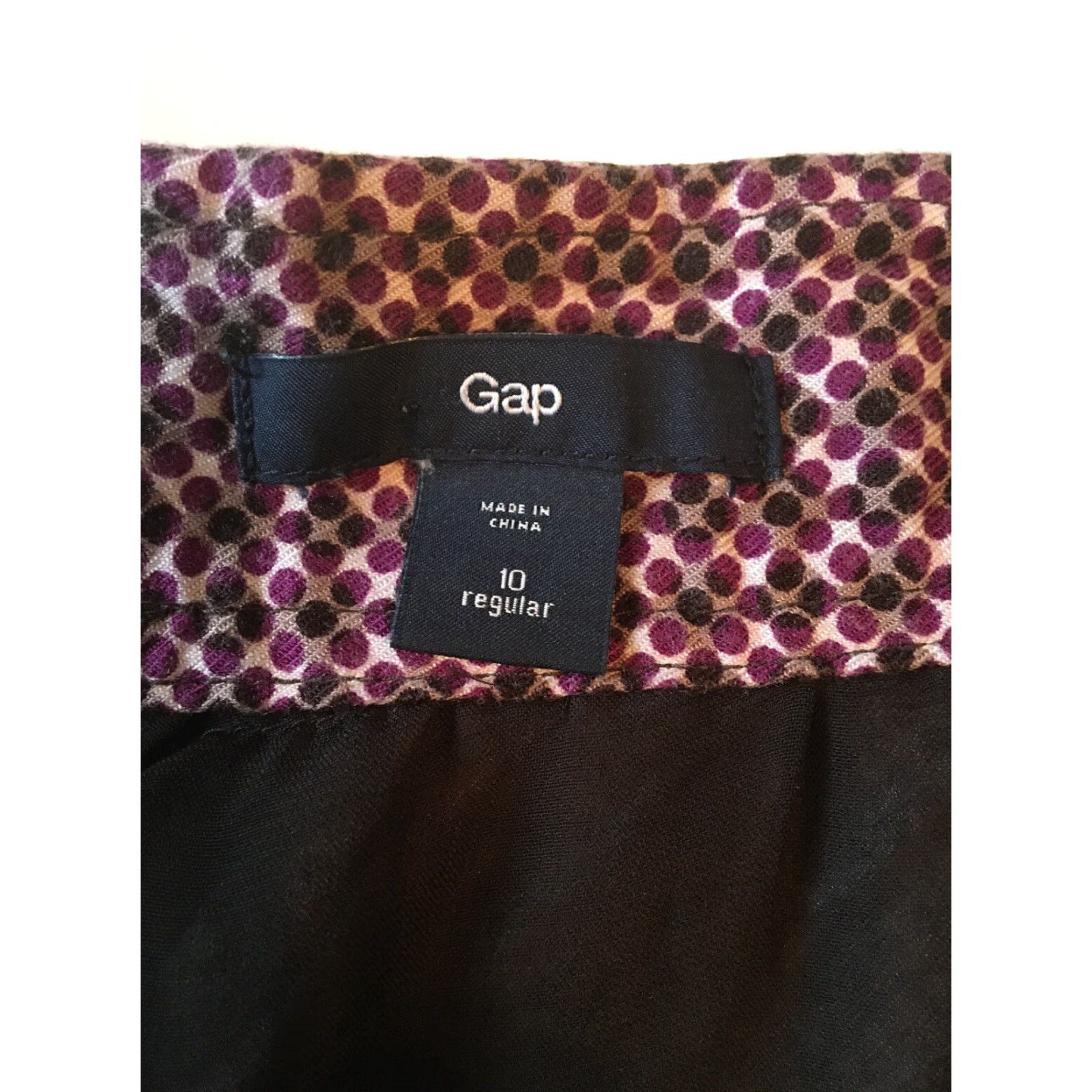 Gap VINTAGE Gap Women's Skirt 10 Regular Rayon Lined Purple Polka Dot Pleated Knee Length Zip Casual Womens Size 32" / US 10 / IT 46 - 7 Thumbnail