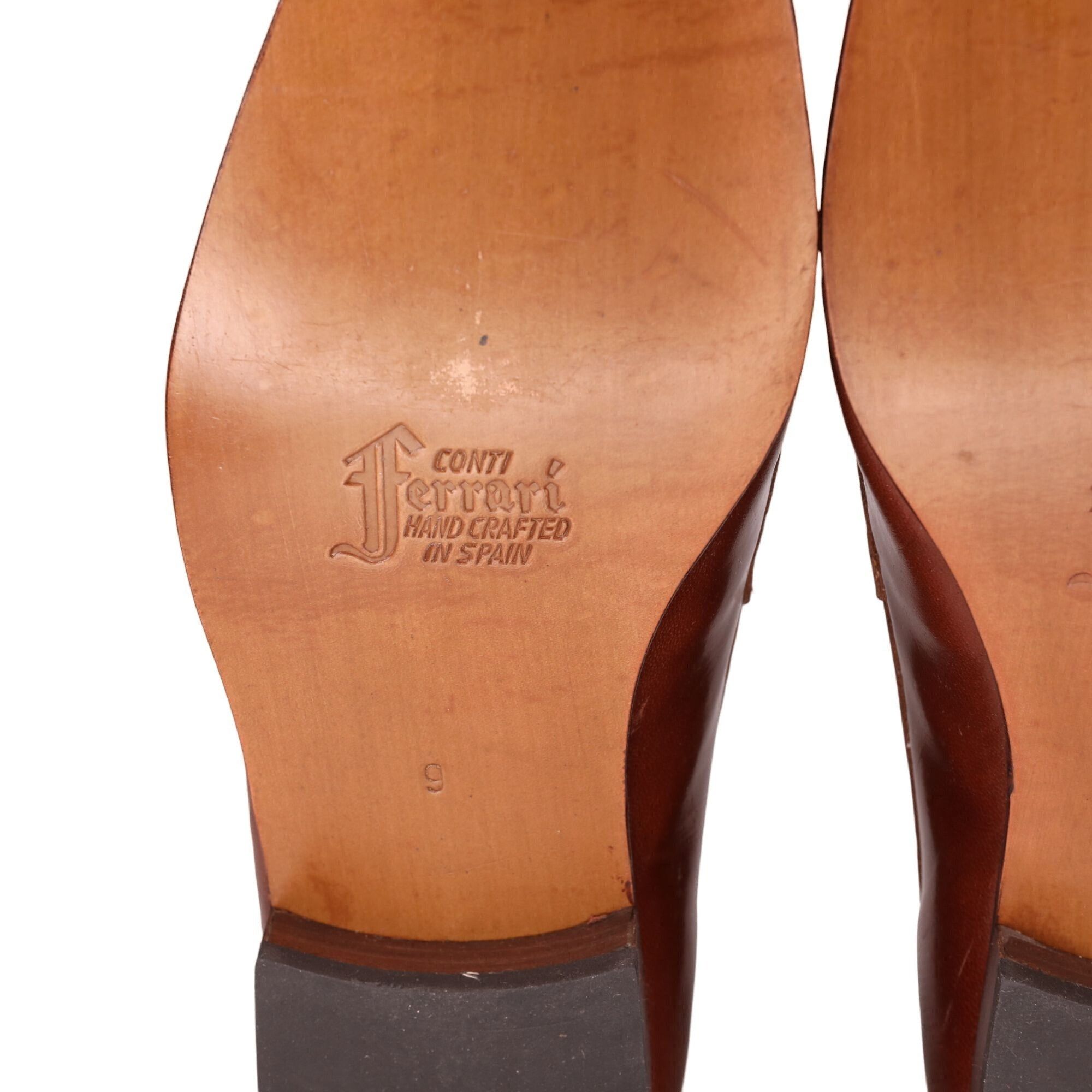 Ferrari New Vintage Conti Ferrari Men's 9 Brown Leather Handcrafted Size US 9 / EU 42 - 8 Thumbnail
